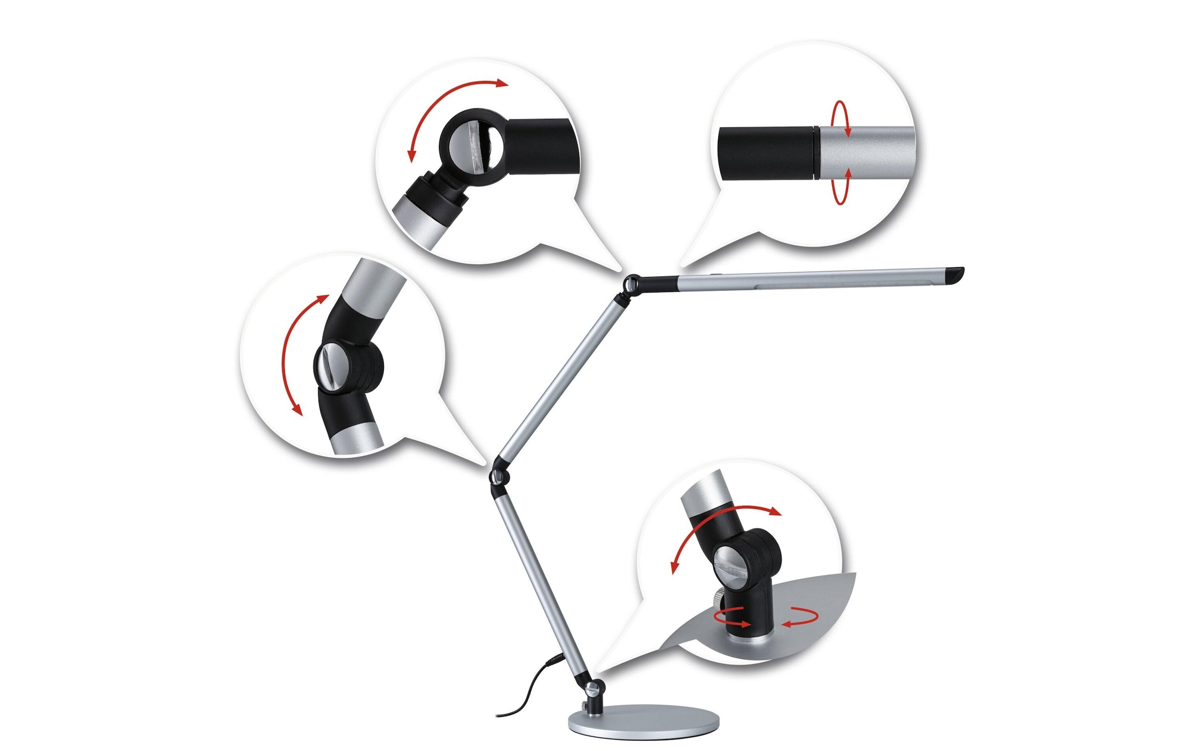 Paulmann LED Schreibtischlampe »Paulmann Schreibtischleuchte LED 3-Step-Dim Silber« LED-Modul kaltweiss | warmweiss
