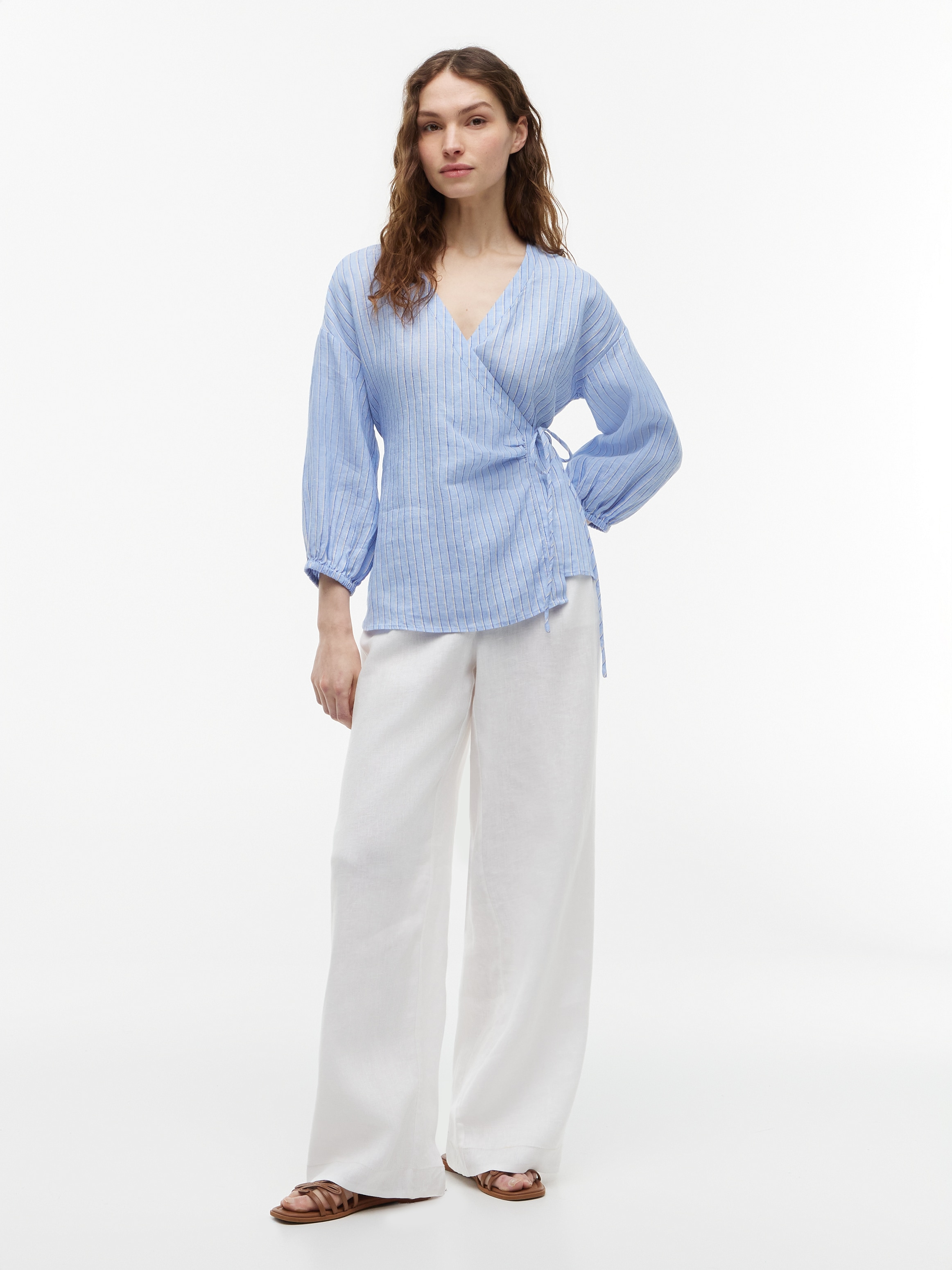 Tommy Hilfiger Chemisier cache-cœur »SUMMER LINEN WRAP TIE BLOUSE« Lin