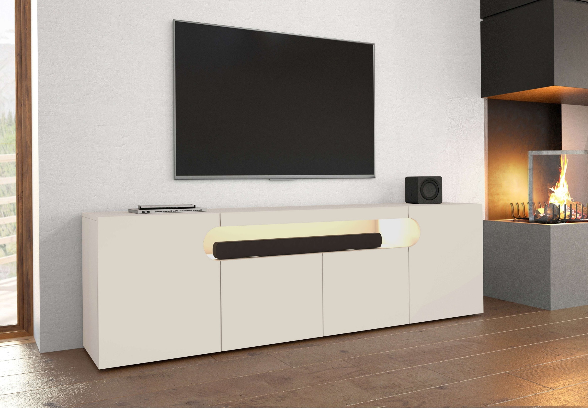 GOODproduct Lowboard »REAL,Lowboard,TV-Kommode,TV-Möbel,TV-Bank« 1 Stk. tlg. Mit 4 Türen, davon 2 abgerundet, die ein ovales offenes Fach bilden
