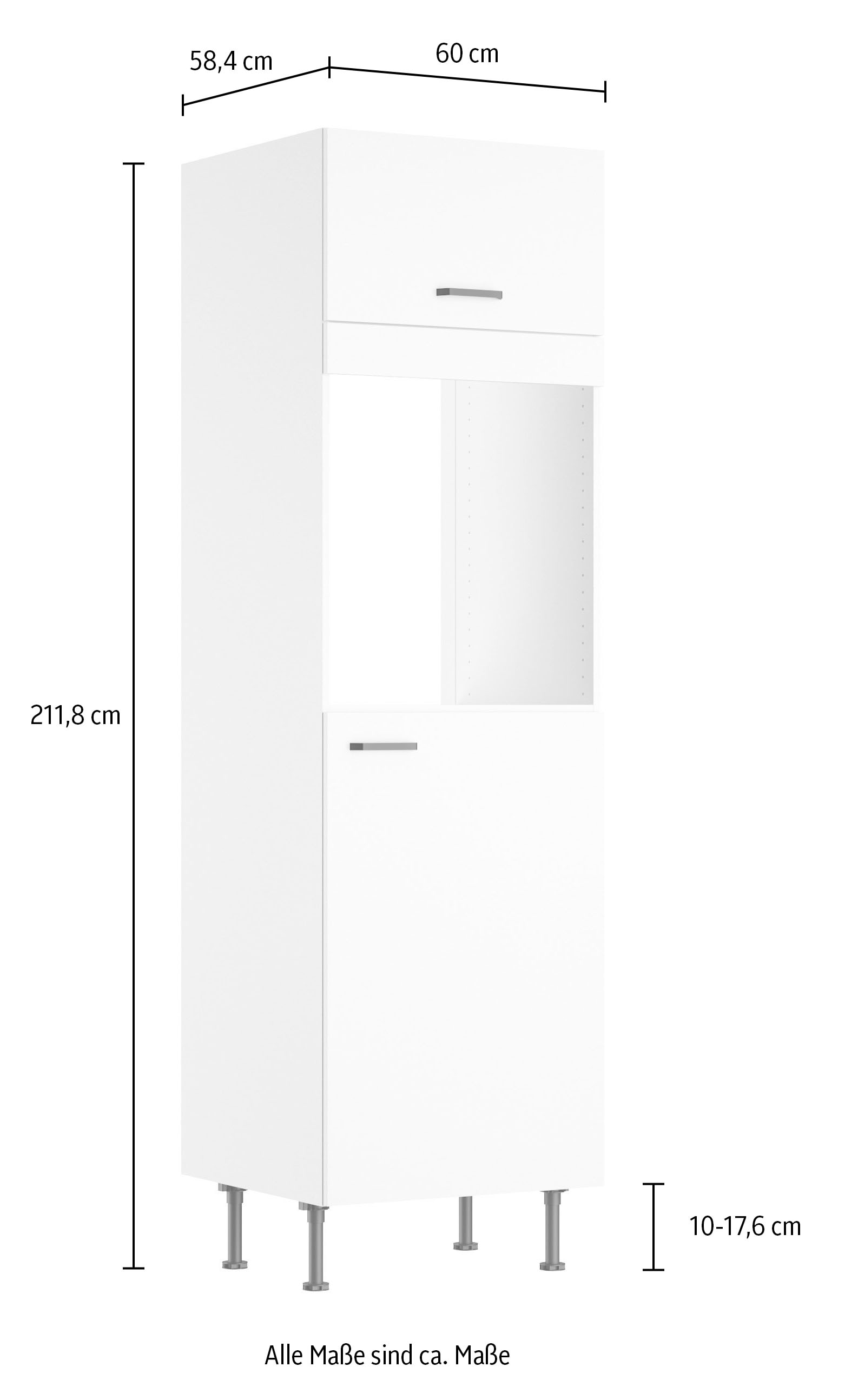 KOCHSTATION Four/réfrigérateur encastrable »KS-Paula« 60 cm breit, 211 cm hoch, mit 1 Klappe, 1 Tür