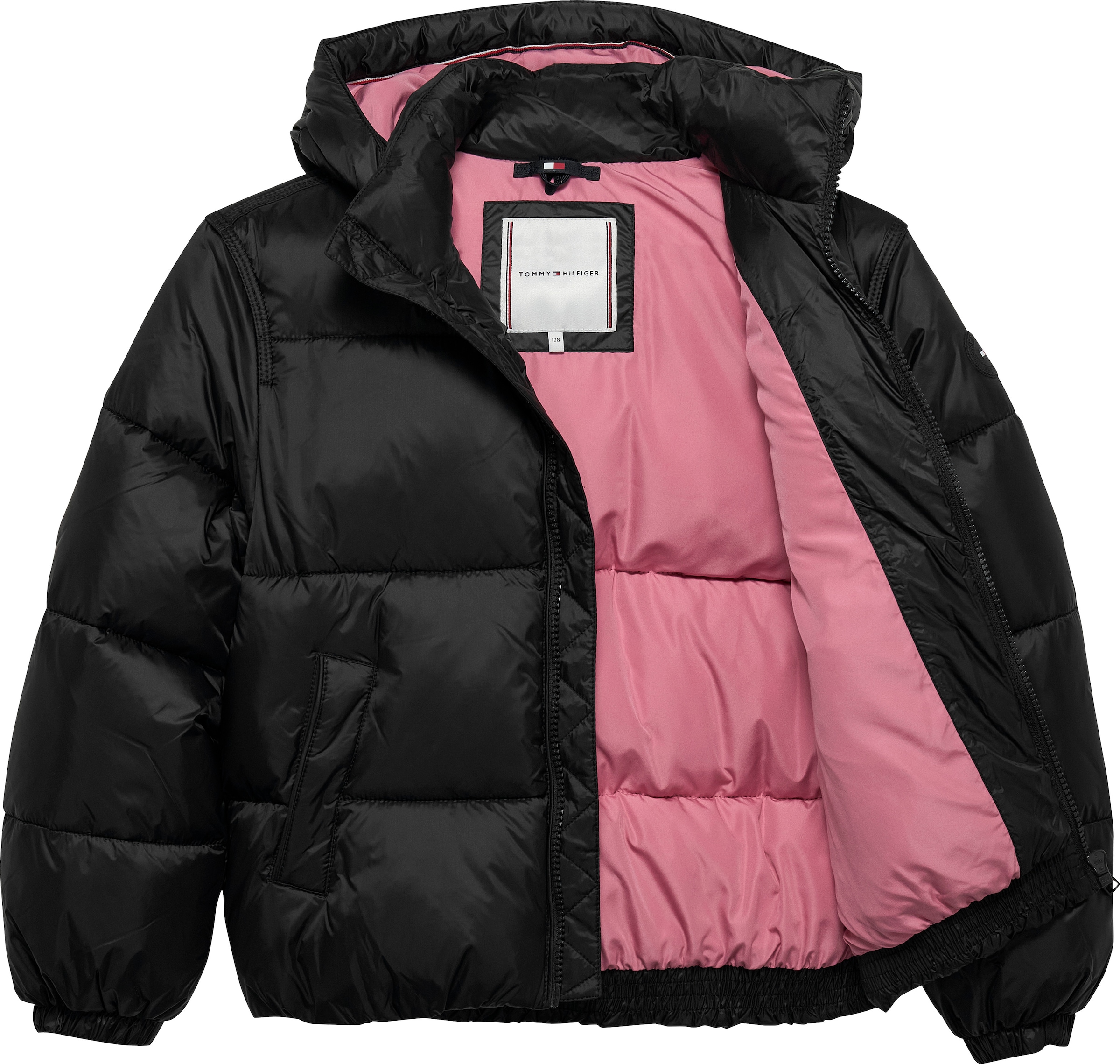 Tommy Hilfiger Steppjacke »HOODED SHINY PUFFER JACKET« mit Kapuze Kinder bis 16 Jahre