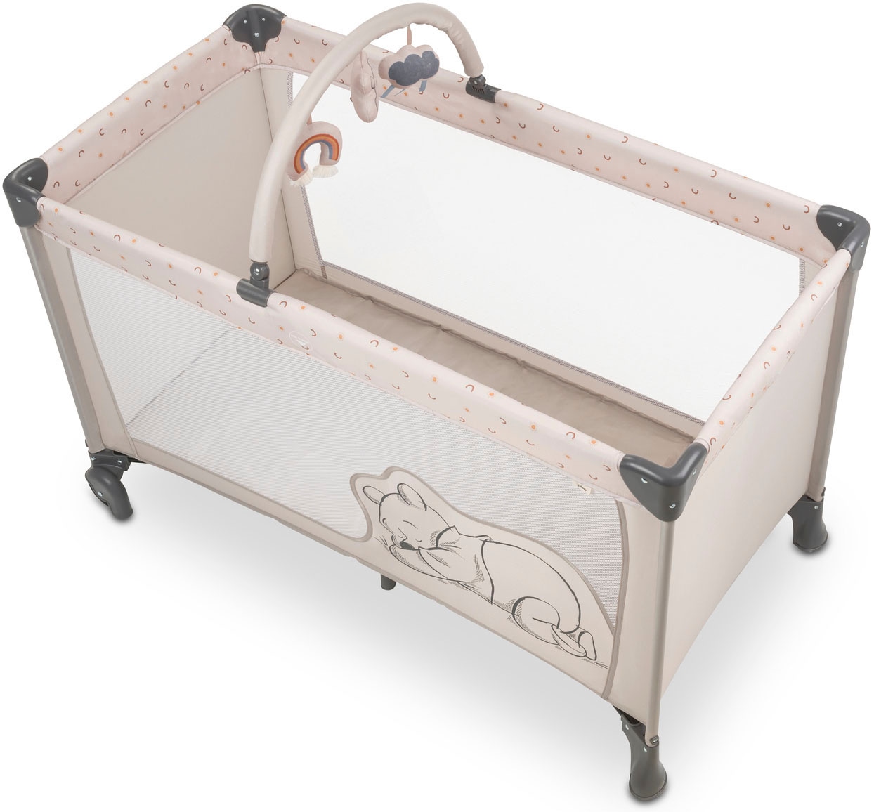 Hauck Baby-Reisebett »Dream N Play Go, Pooh Rainbow, beige« inkl. Transporttasche