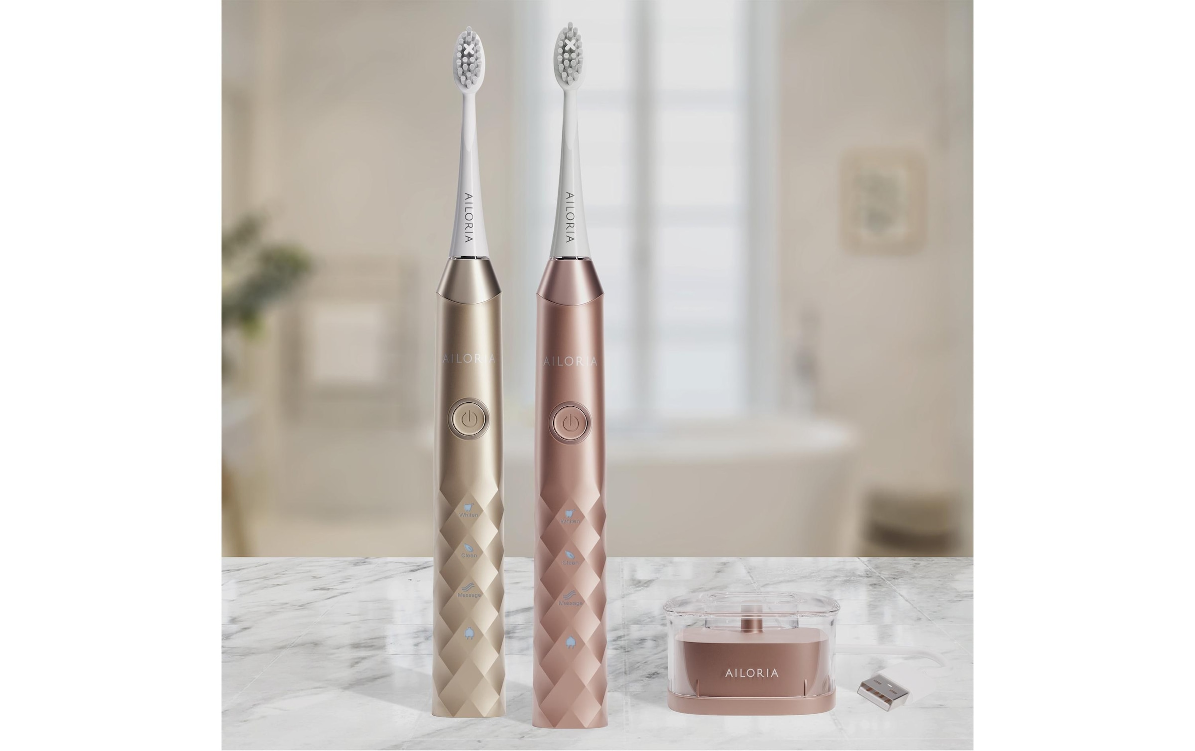 AILORIA Brosse à dents électrique »Shine Bright Set« Brosse à dents sonique USB puissante pour des dents blanches