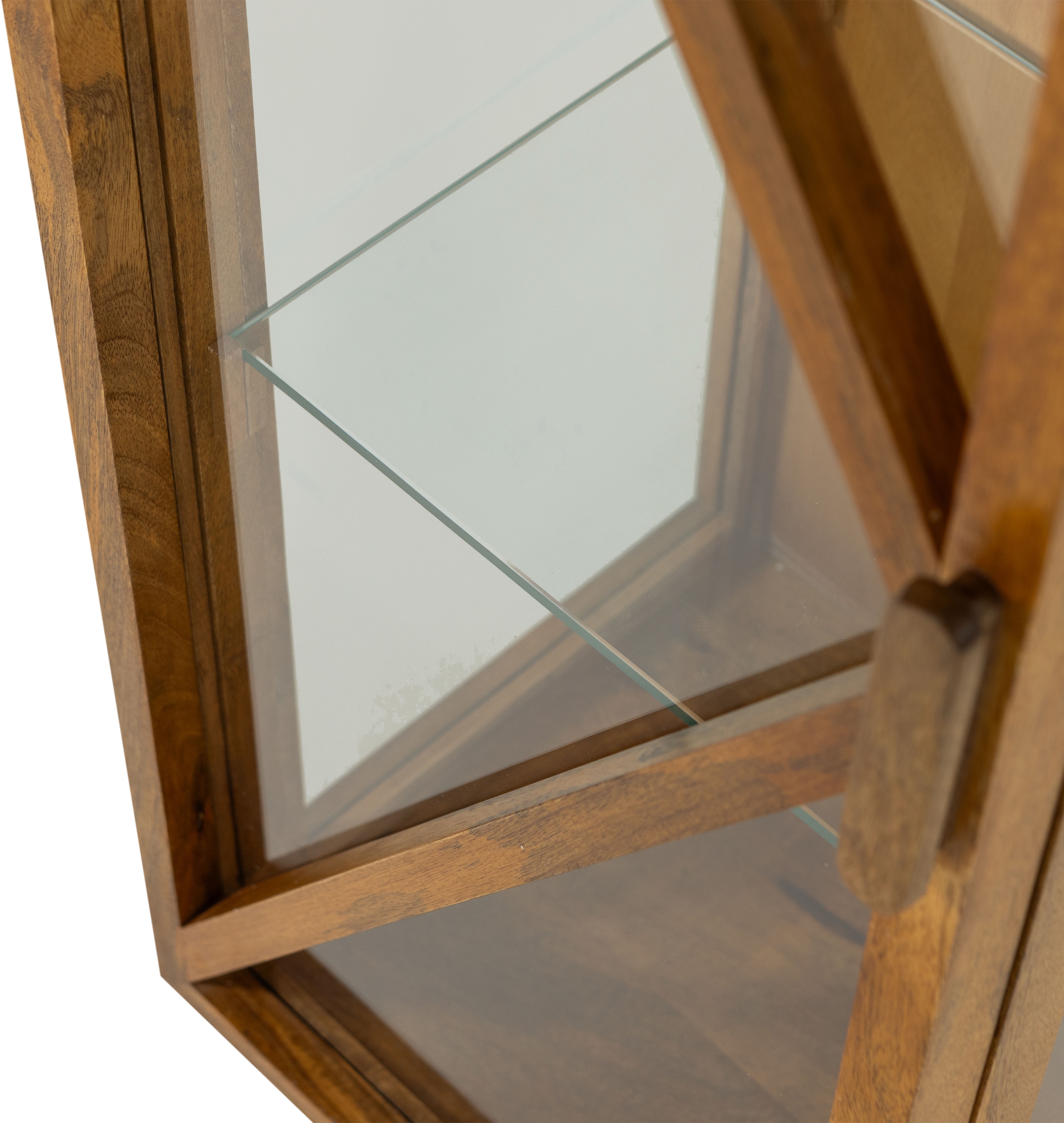 WOOOD Vitrines »Kella Mangoholz mit Glastüren und Glaseinlegeböden 40 x 39 x 137 cm« Capacité de charge 5–7 kg par tablette en verre, fixation murale recommandée