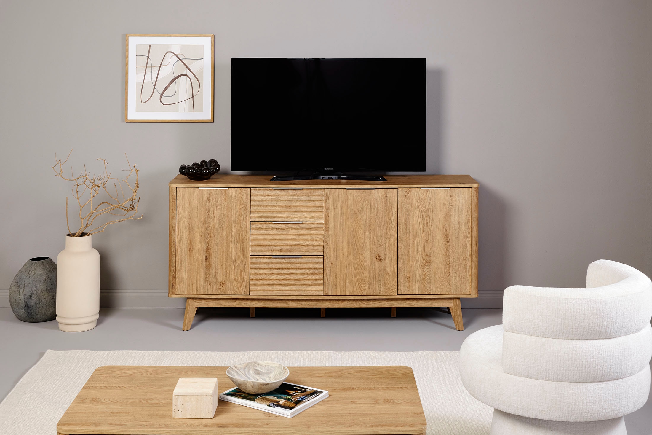 Jahnke Buffet »WAVE SB 170« 1 cuis tlg. Buffet, 3 tiroirs + 3 portes, design ondulé, largeur 169,5 cm