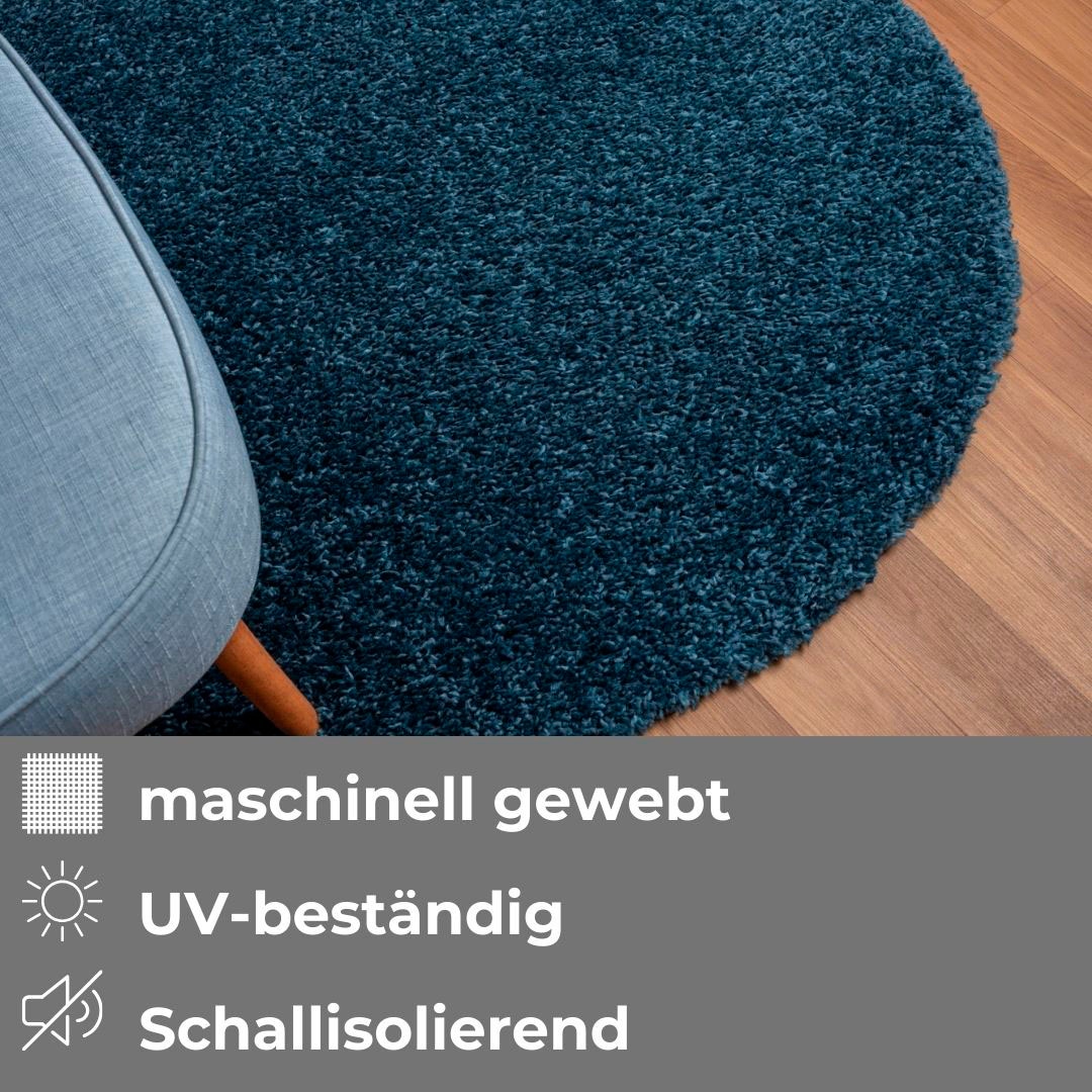 GOODproduct Hochflor-Teppich »Banji« rund 37 mm Höhe Uni Farben, weich und flauschig, auch als rechteckig erhältlich