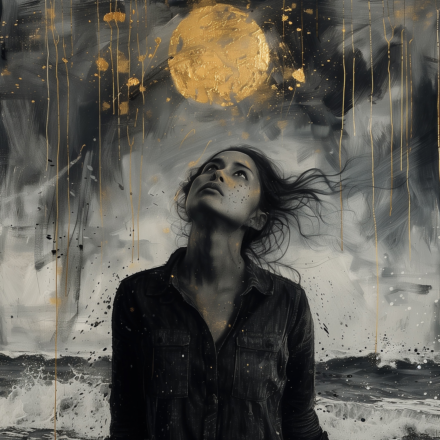 queence Tableau en verre acrylique »Goldener Mond bei Nacht« Abstrait | Abstrait | Art | Formes | Images de femmes | Personne | Tableau 1 cuis tlg. Impression artistique HD premium de qualité galerie