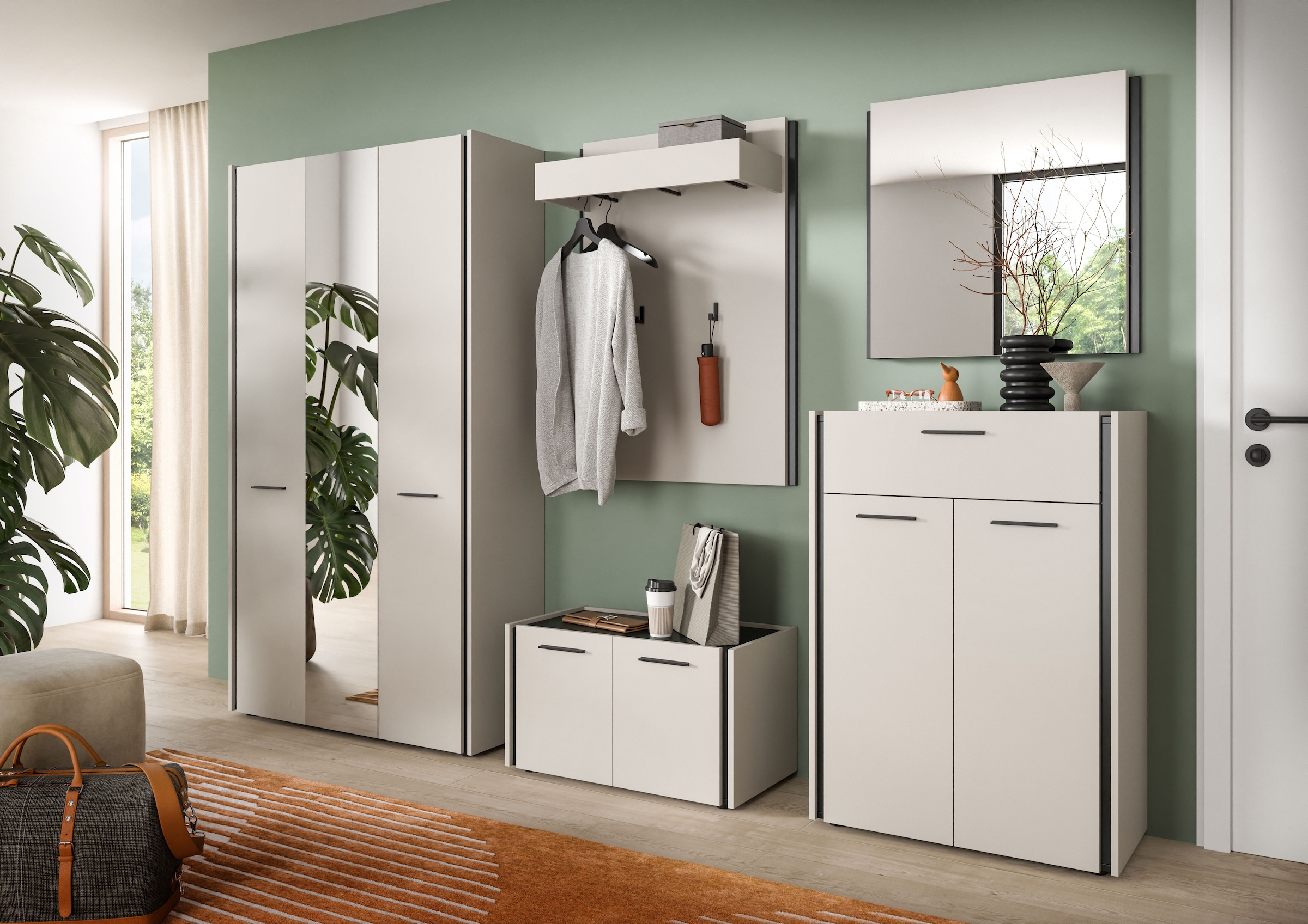 Home affaire Panneau de vestiaire »RAK, Breite 75 cm, 2 Garderobenhaken, 1 Kleiderstange, 1 Ablageboden« Flurgarderobe, Paneel, Wandgarderobe, Wandpaneel, Garderobe