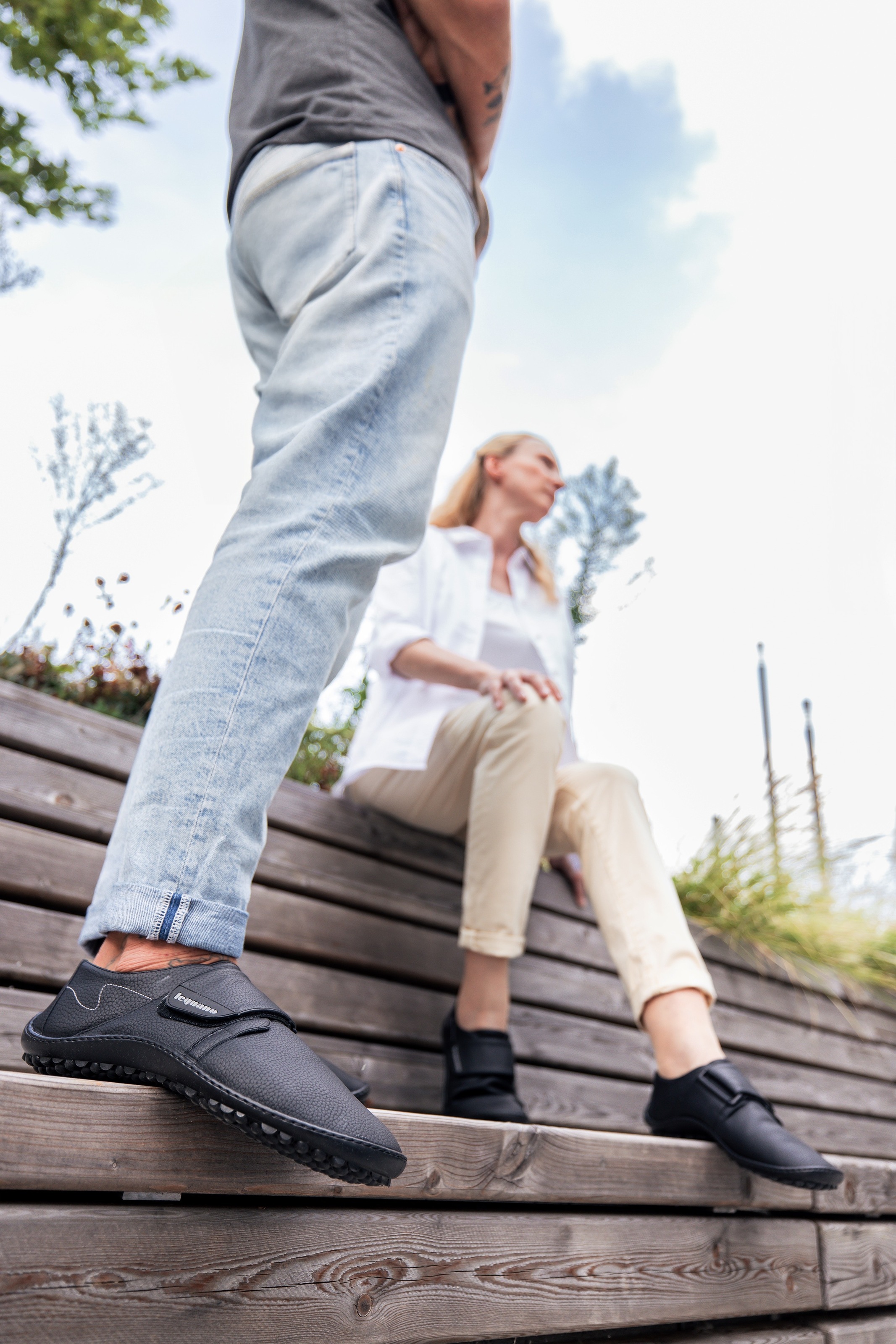 Leguano Chaussures pieds nus »NERON«  chaussure à scratch, chaussure confortable, flats avec fermeture pratique à scratch
