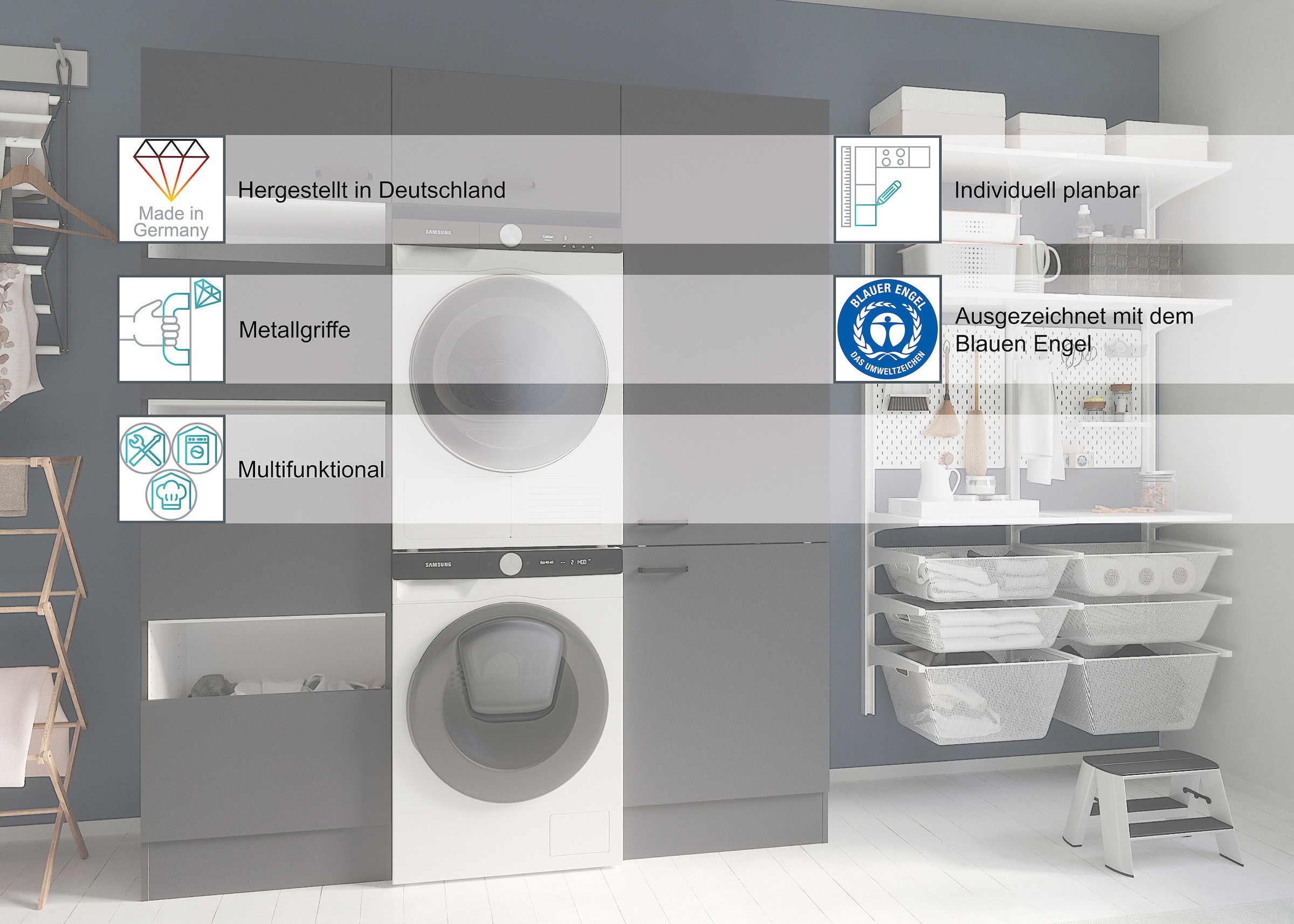 OPTIFIT Küchenzeile »OPTImulti« Breite 270 cm, wahlweise mit E-Geräten und Edelstahlspüle