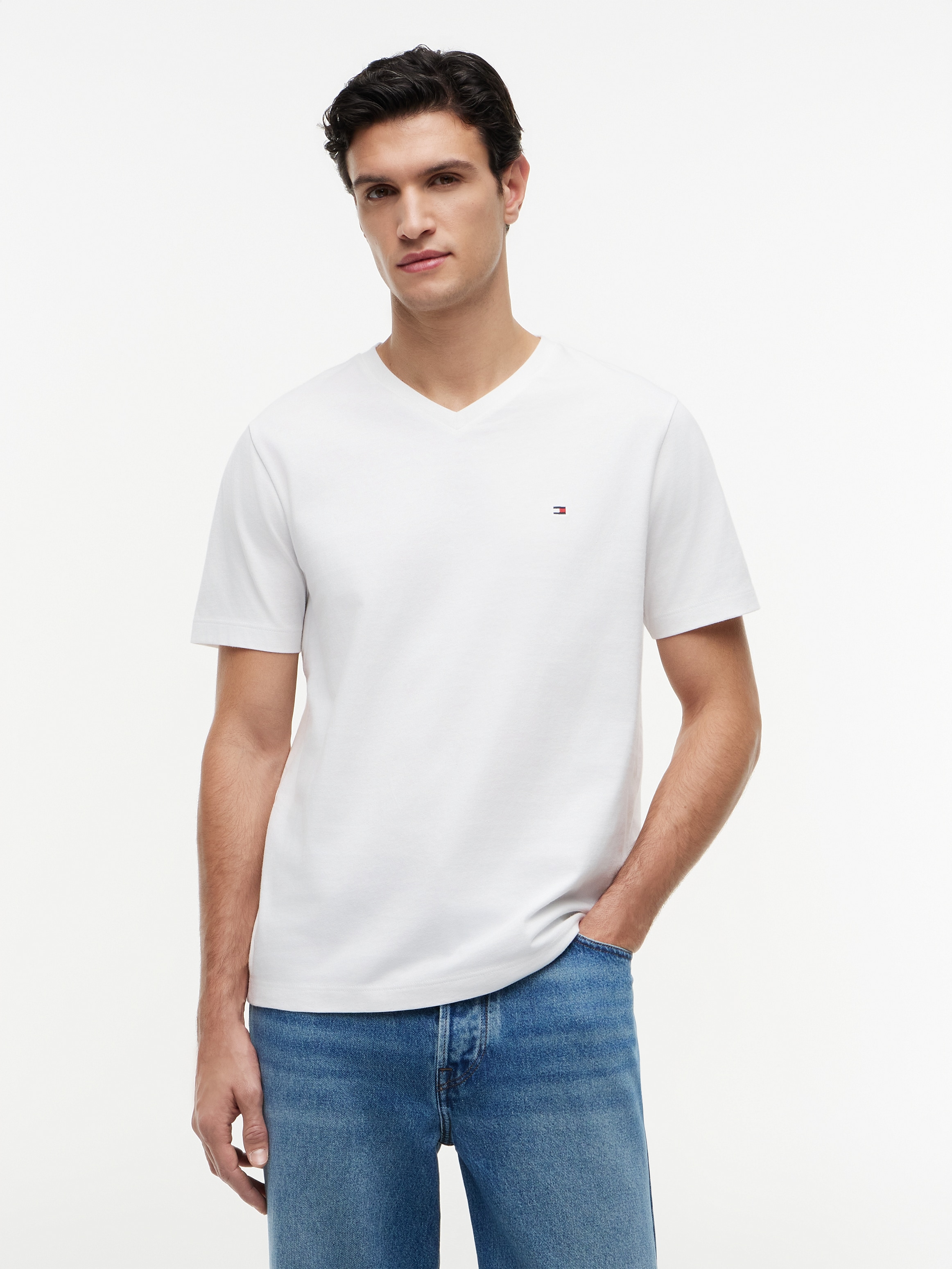 Tommy Hilfiger V-Shirt »ESSENTIAL V-NECK« unifarben, casual, regular fit, Baumwolle,