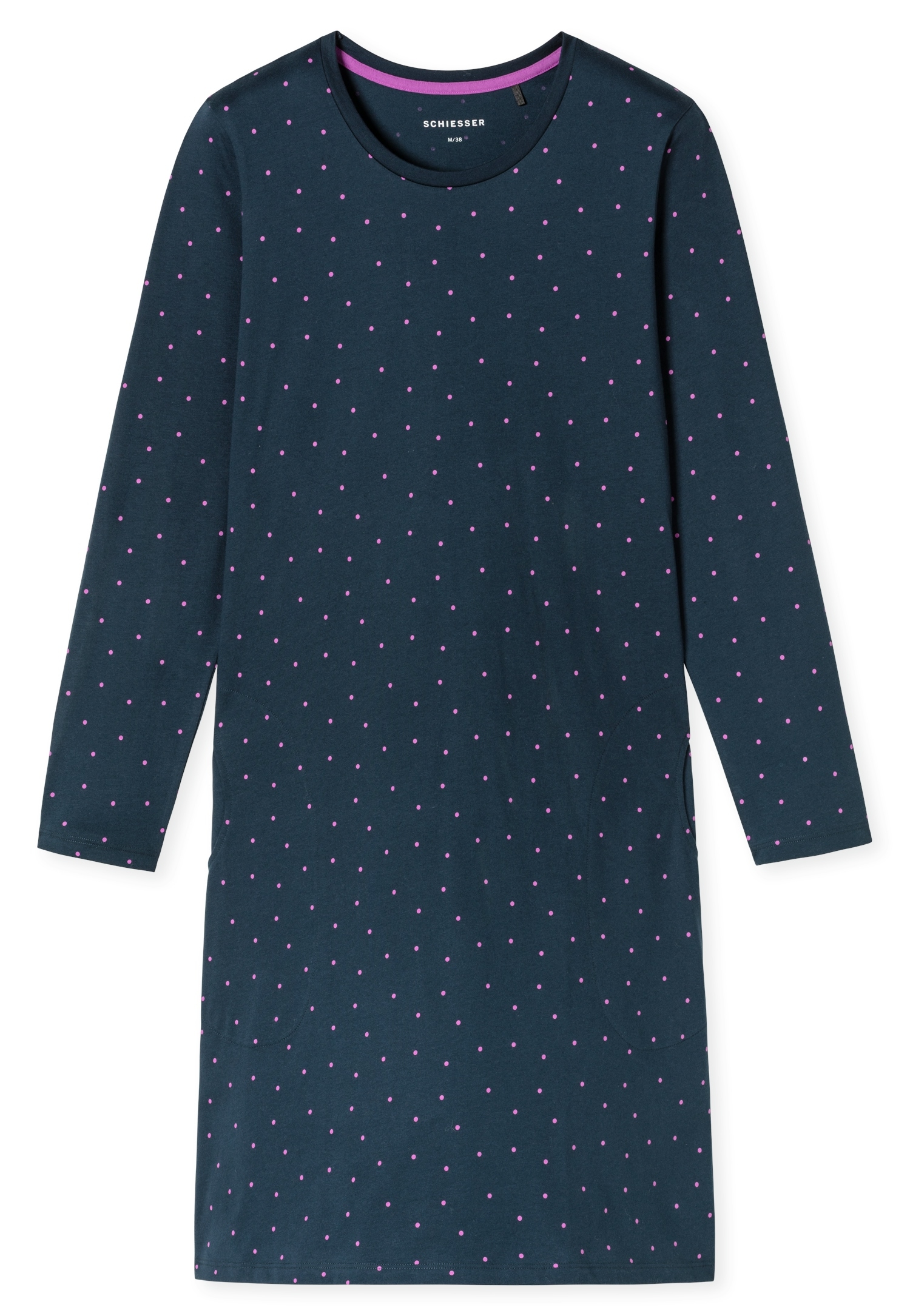Schiesser Chemise de nuit »Casual Essentials« Poches dans les coutures latérales à manches longues, poches latérales, coton, col rond