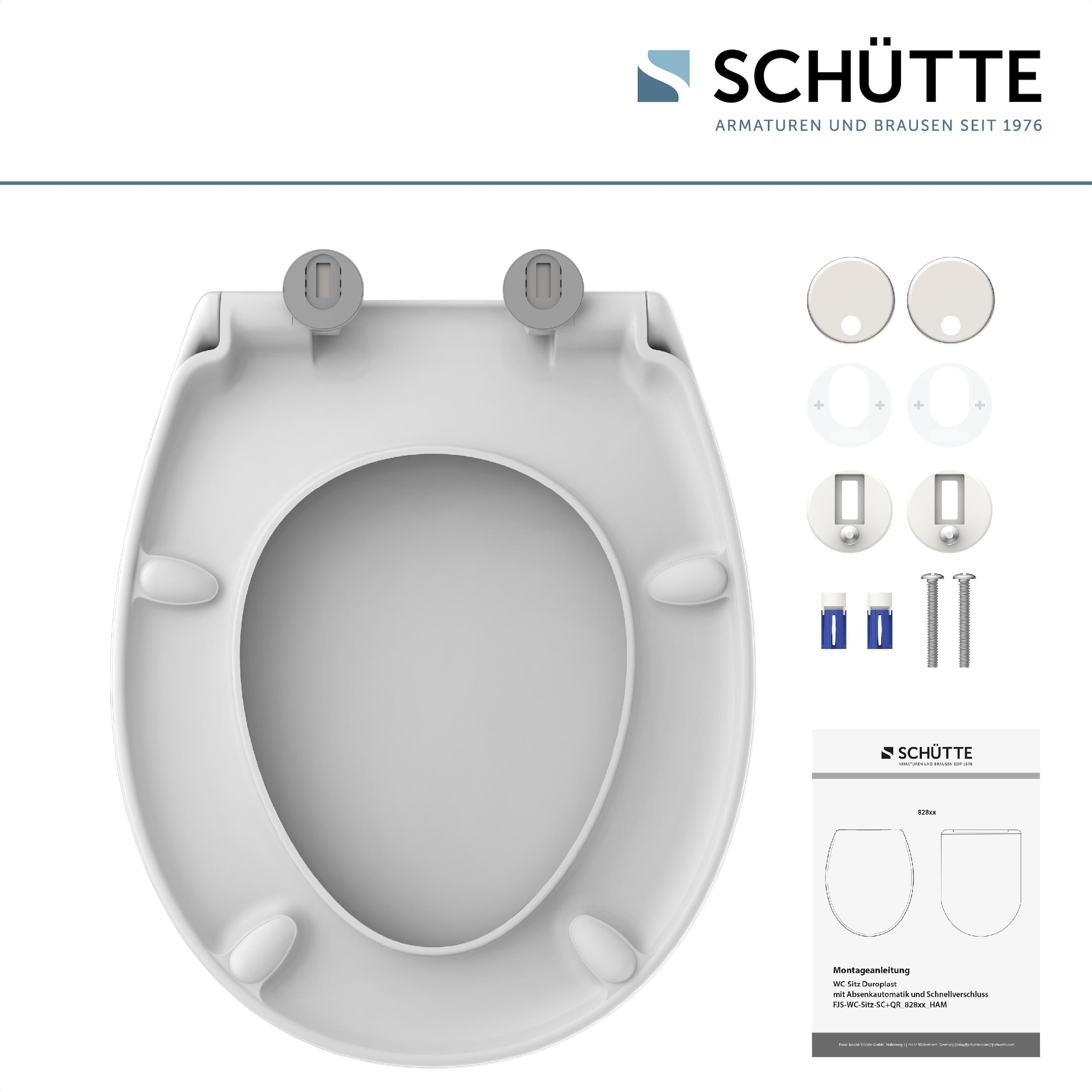 Schütte WC-Sitz »Duroplast, WHITE PRO 1« WC-Sitz, Befestigungsmaterial, Montageanleitung,  mit Absenkautomatik und Schnellverschluss