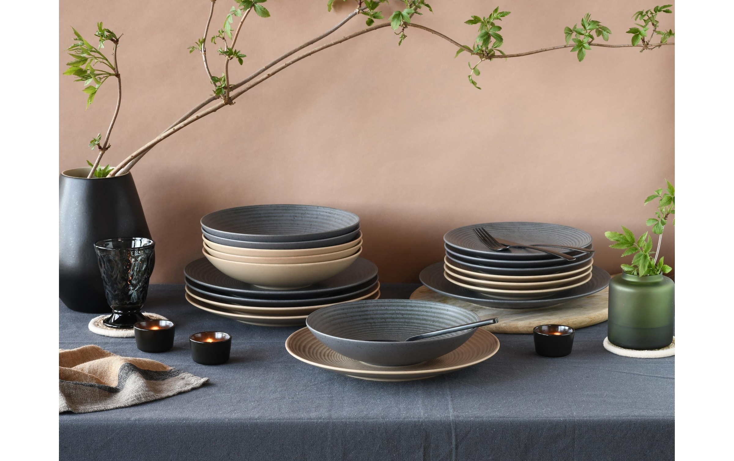 CreaTable Service combiné »Teller-Set Anthrazit/Sand«