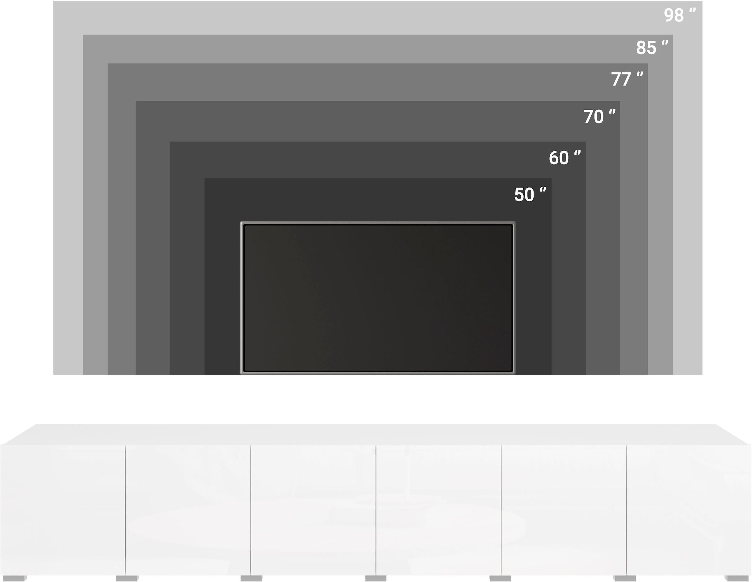 GOODproduct Lowboard »Denver Erlebe die Weltmeisterschaft im XXL-Format« 1 Stk. tlg. Elegantes TV-Möbel 220 cm, speziell für bis zu 98-Zoll Fernseher