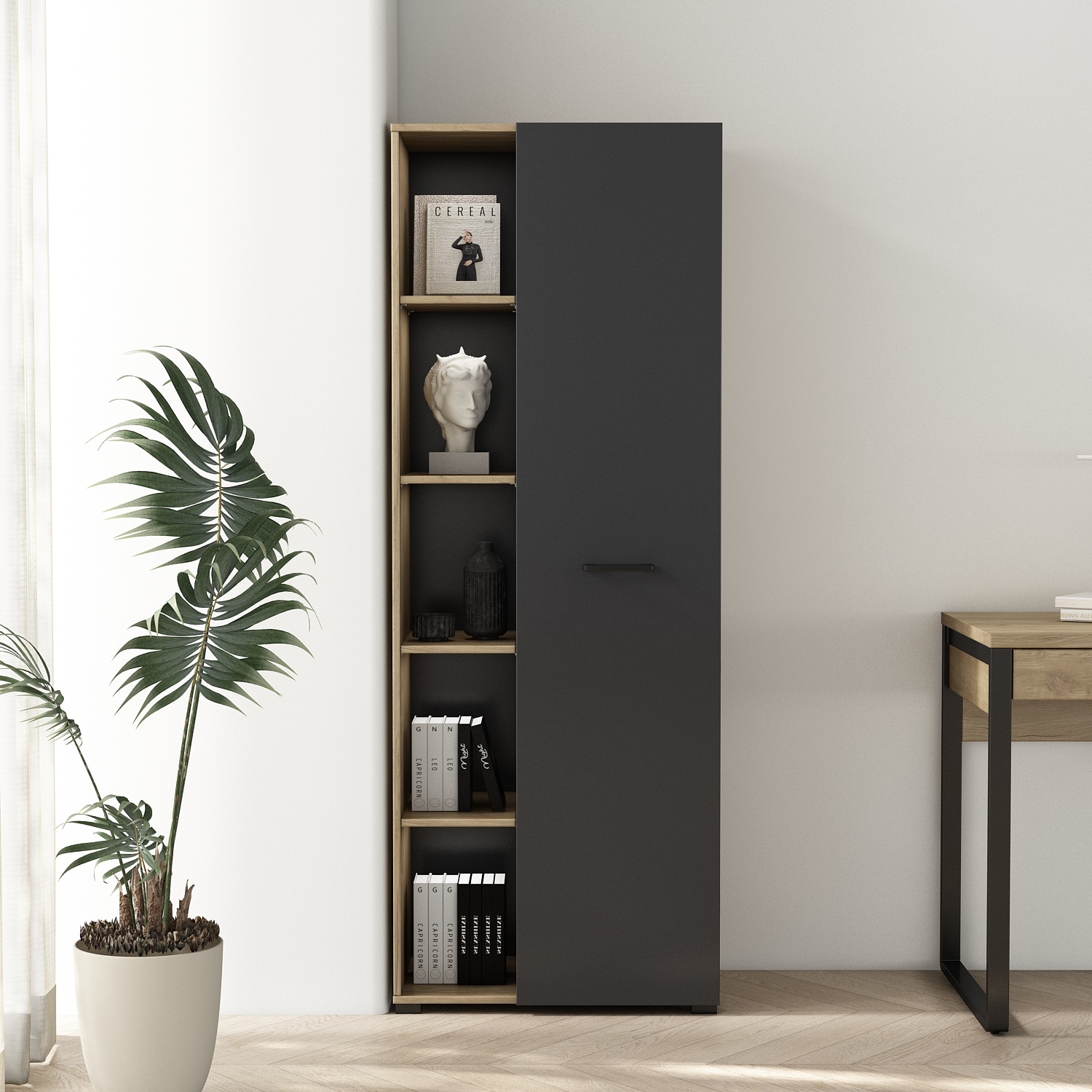 GOODproduct Aktenschrank »Moid, moderner Mehrzweckschrank,« Masse: 64,5x41,5x175 cm, 5 Fächer mit viel Stauraum