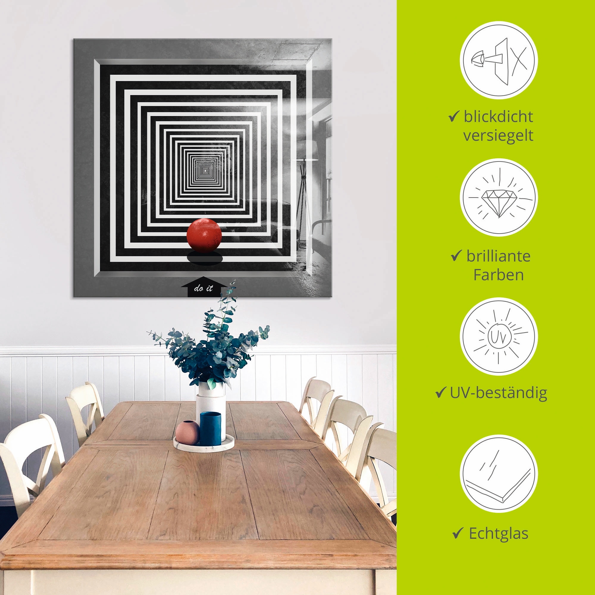 Artland Glasbild »Mach es« Muster 1 Stk. tlg. in verschiedenen Grössen