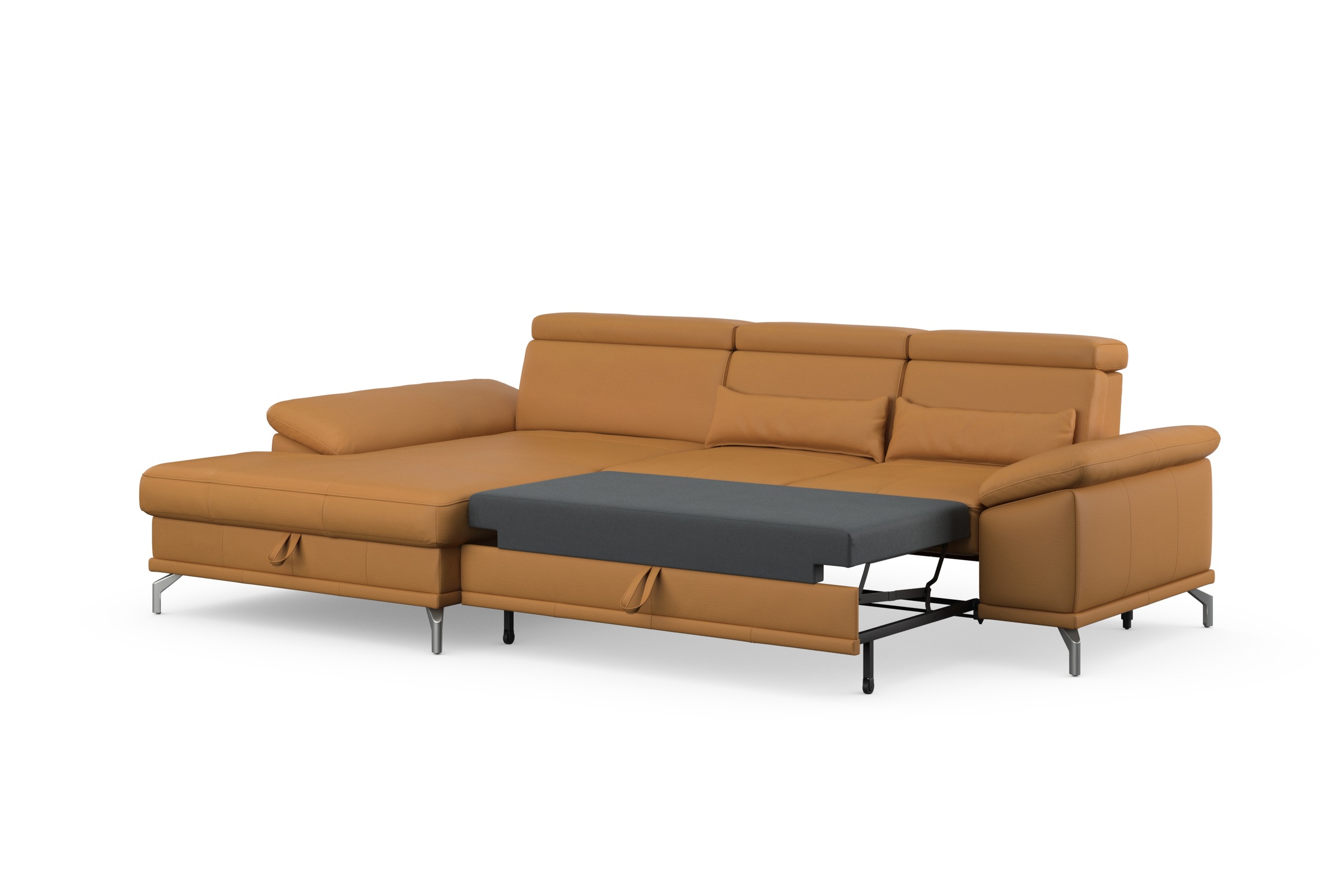 sit&more Canapé d'angle »Cabrio L-Form, B: 295 cm, mit Sitztiefen-, Arm- & Kopfteilverstellung« 2 coussins lombaires, ressorts ensachés, fonction lit et rangement en option