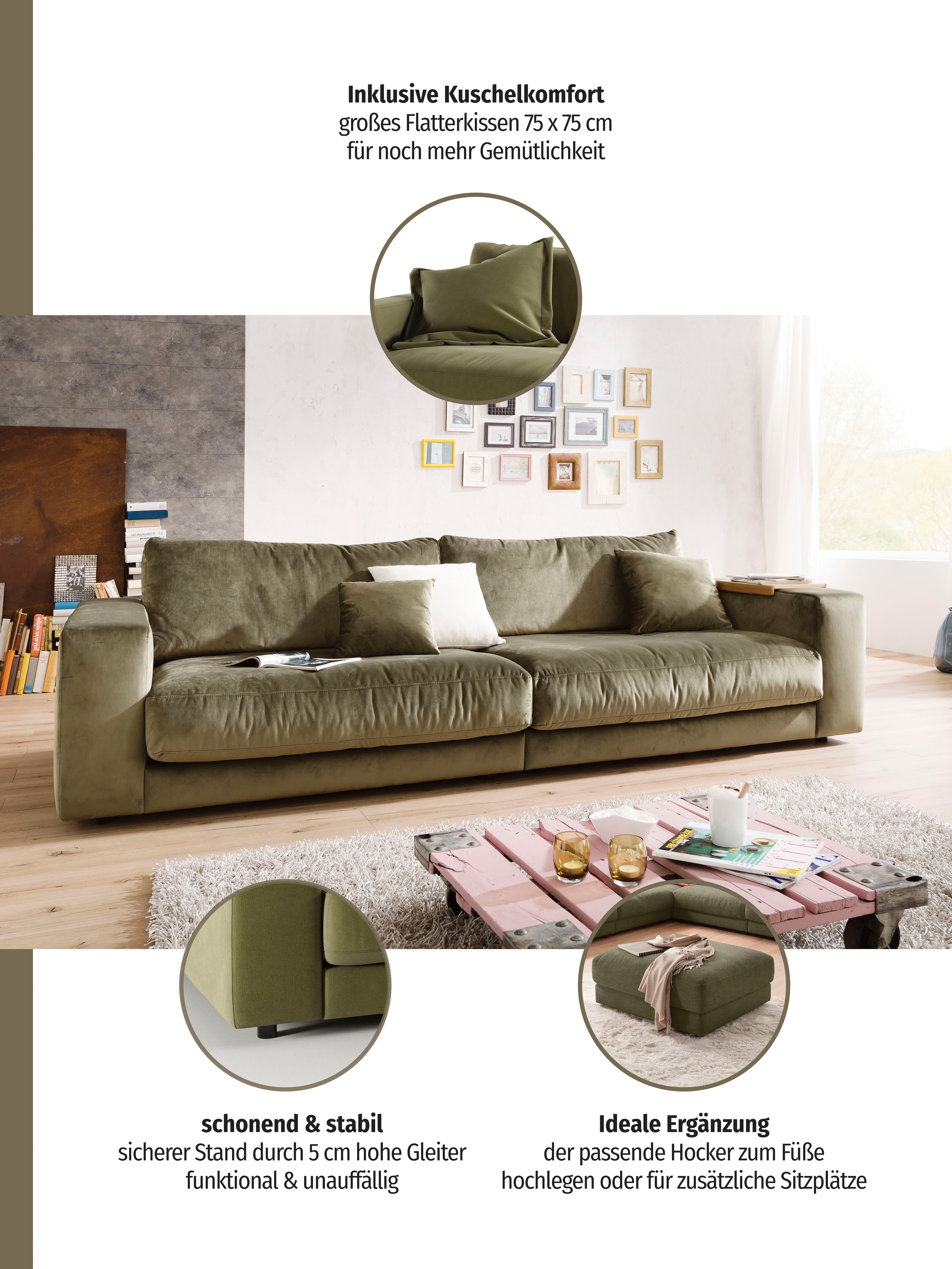3C Candy Big-Sofa »Enisa II, elegantes Mega-Sofa, super bequem und toll verarbeitet,« bestehend aus Modulen, daher auch individuell aufstellbar