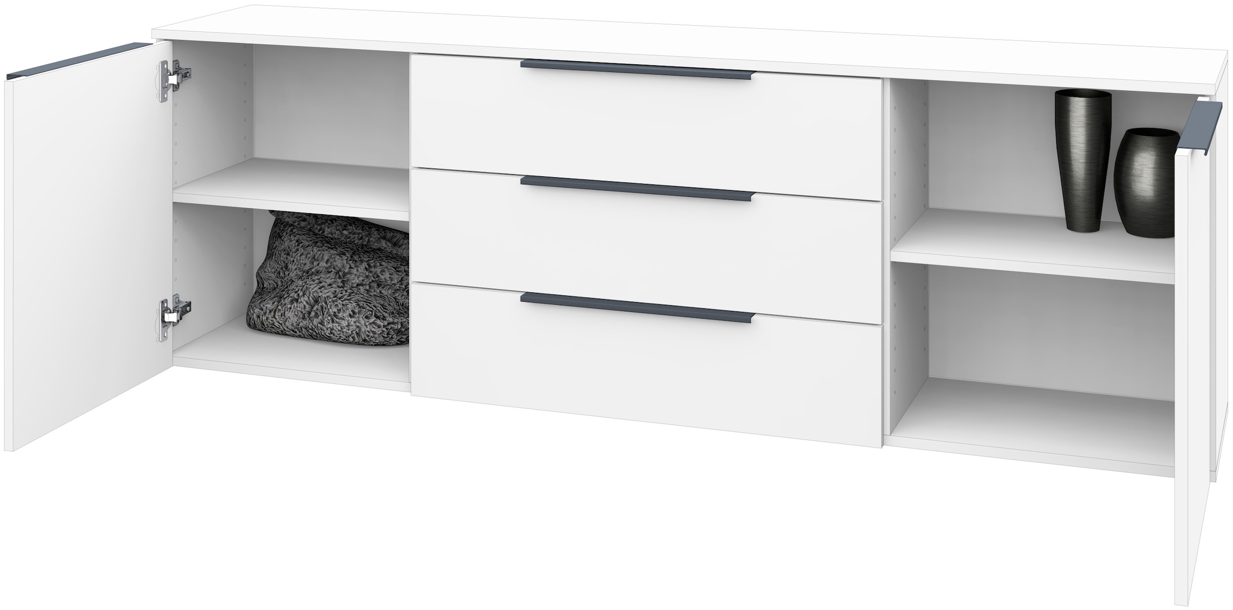 borchardt Möbel Kommode »Tom« Alugriffleisten in graphit grau matt, höhenverstellbare Einlegeböden