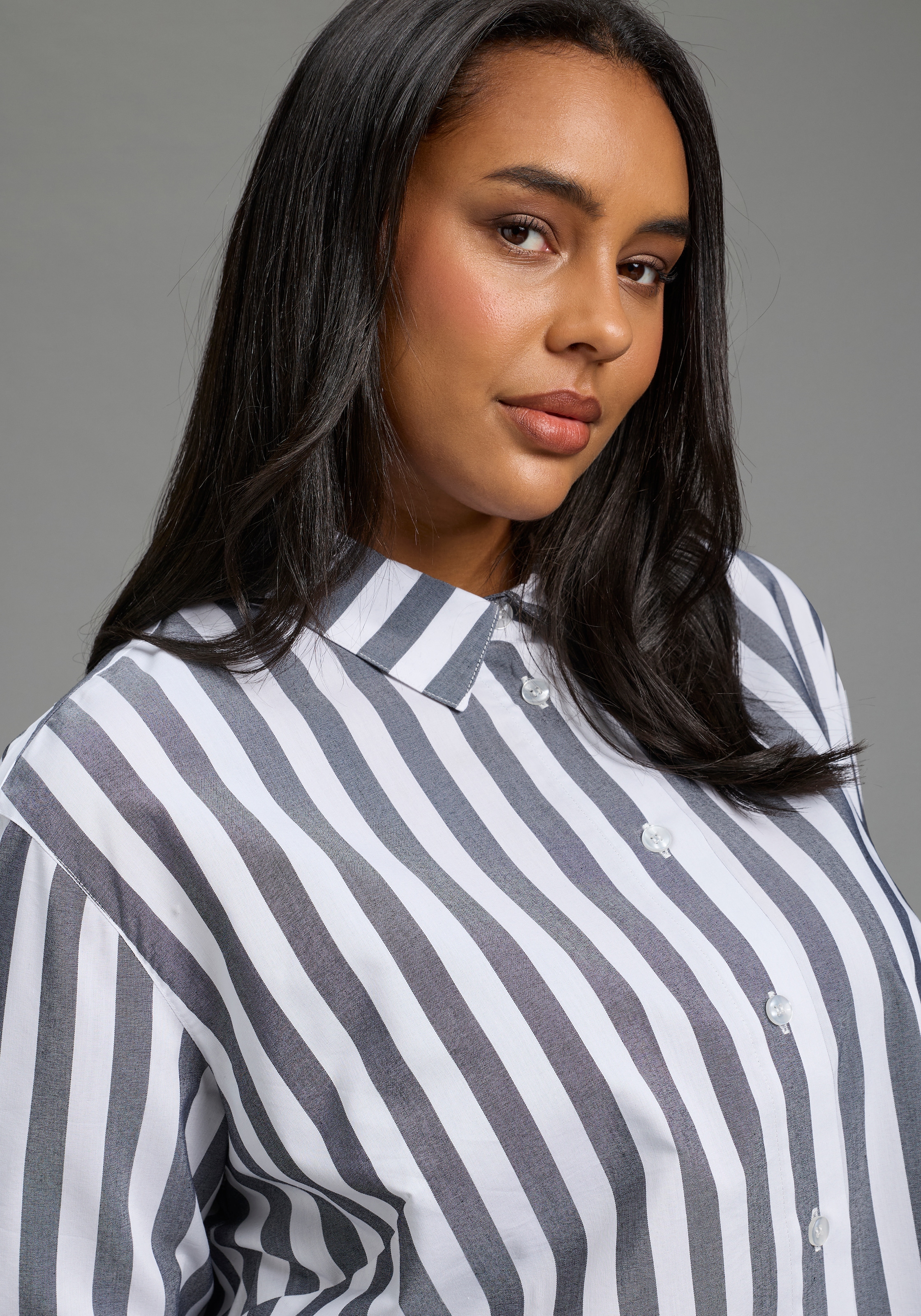 Laura Scott CURVE Klassische Bluse »Grosse Grössen« femininer Stil, aus Baumwolle, Polyester und Elasthan