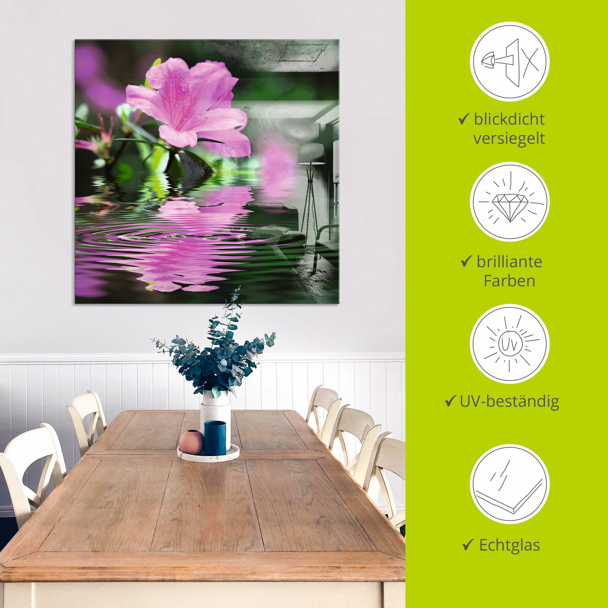 Artland Tableau en verre »Azalee« 1 cuis tlg. in verschiedenen Grössen