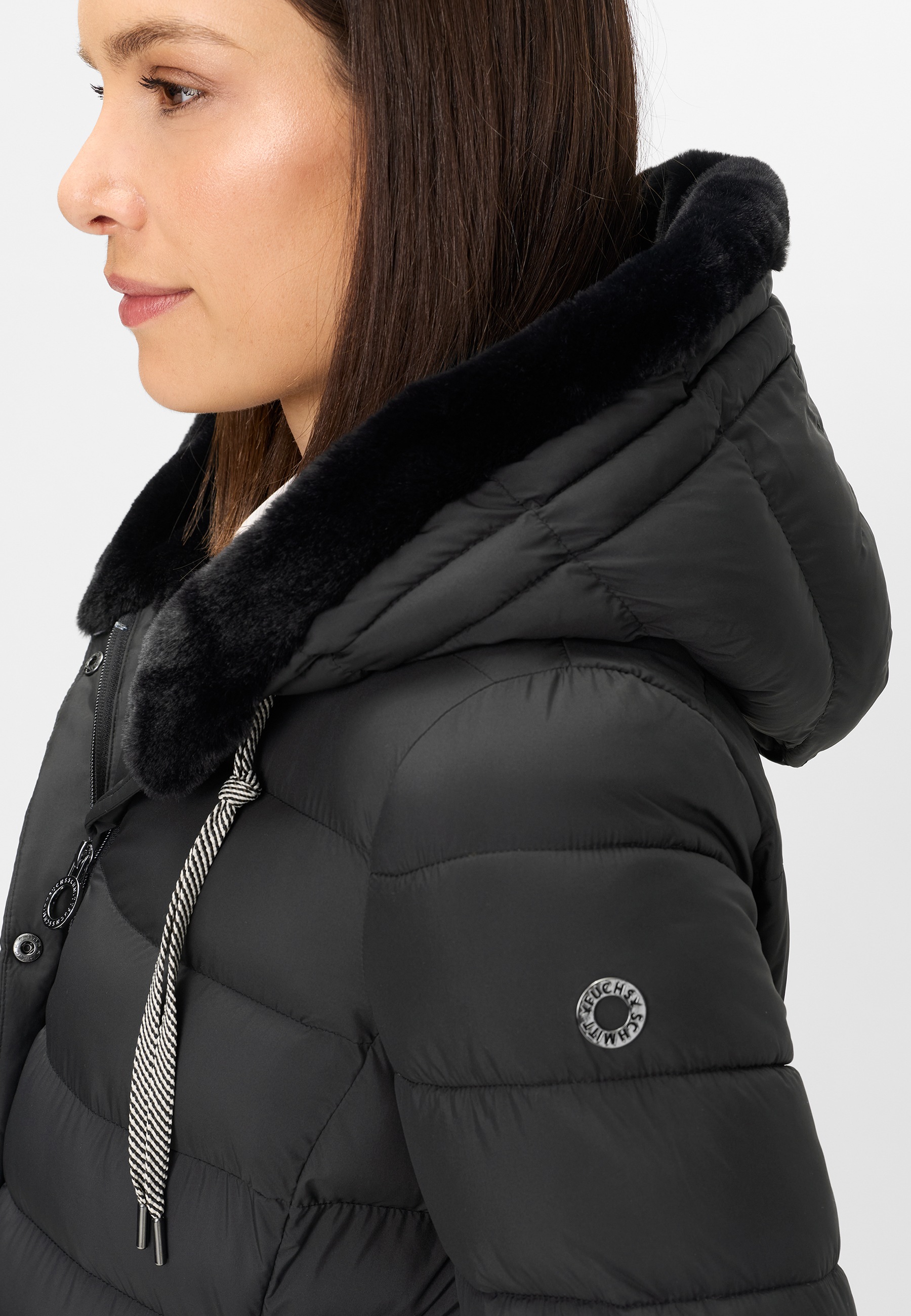 Fuchs Schmitt Manteau matelassé »Steppkurzmantel« capuche avec imitation fourrure, coupe régulière,