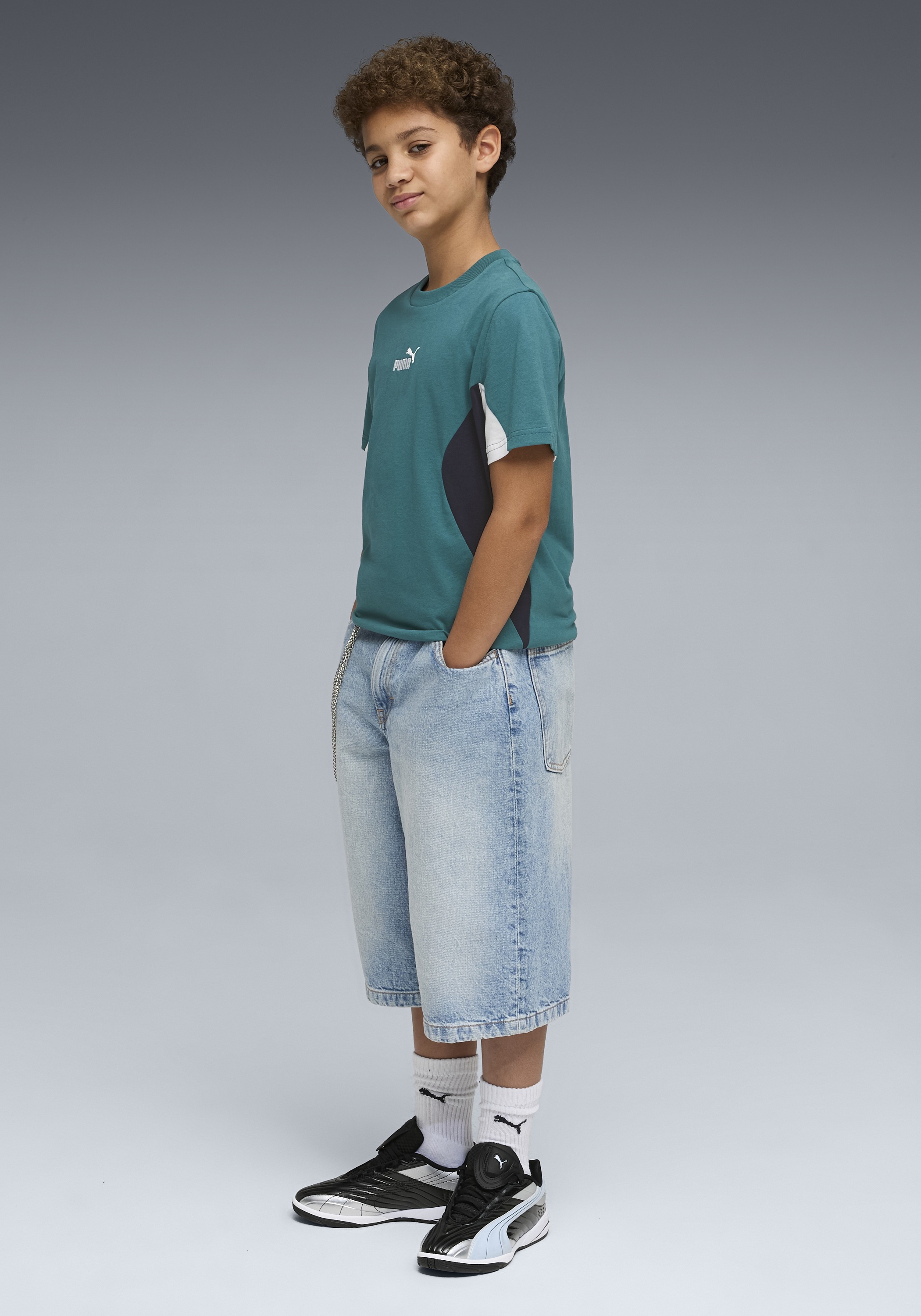 PUMA T-Shirt »ESS BLOCK TEE B« Kurzarm, Rundhalsausschnitt, ohne Kapuze