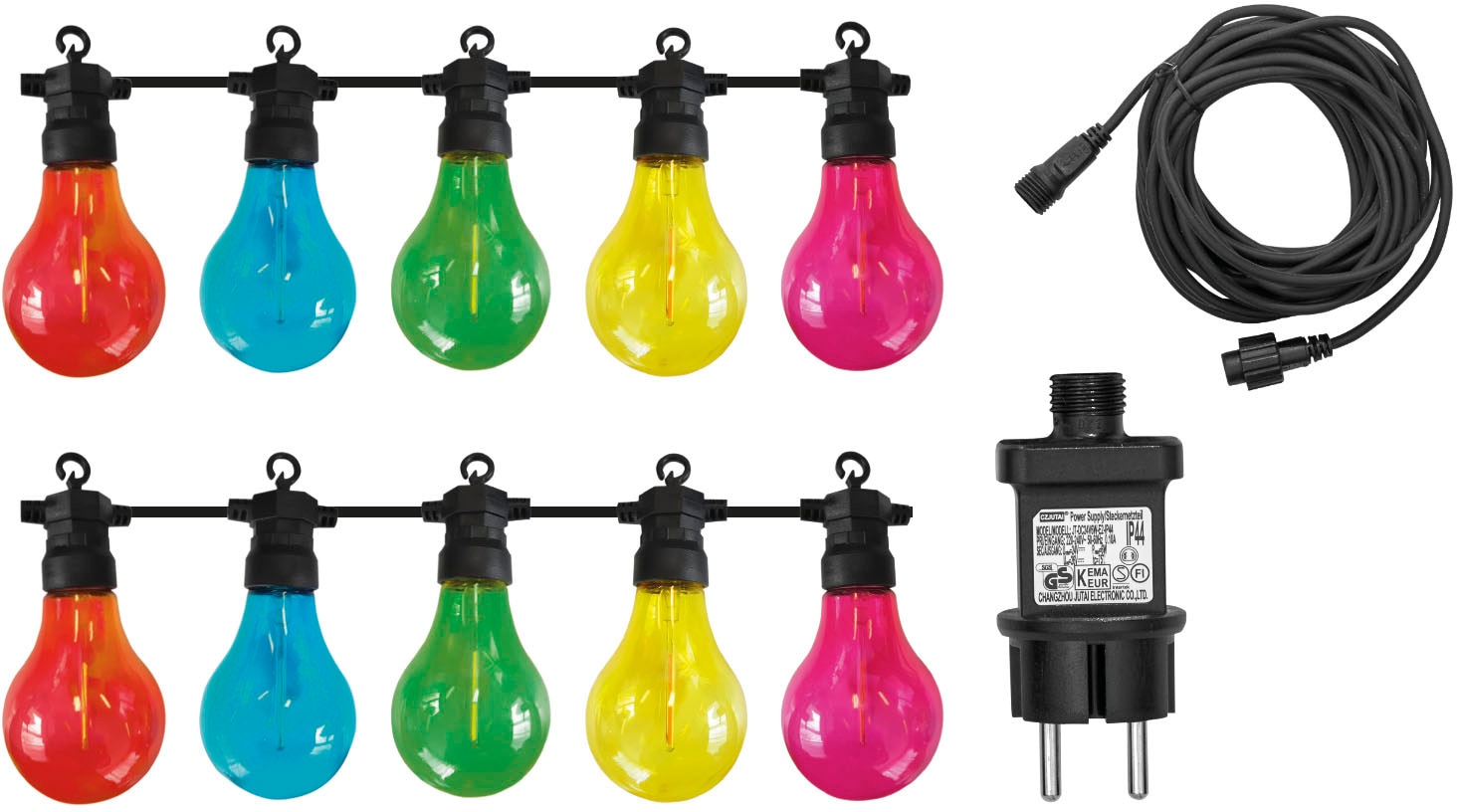 LUXFORM Lichterkette »24V-Lichterkette Maui - mit 10x farbigen LED« Überall aufhängbar, drinnen und draussen