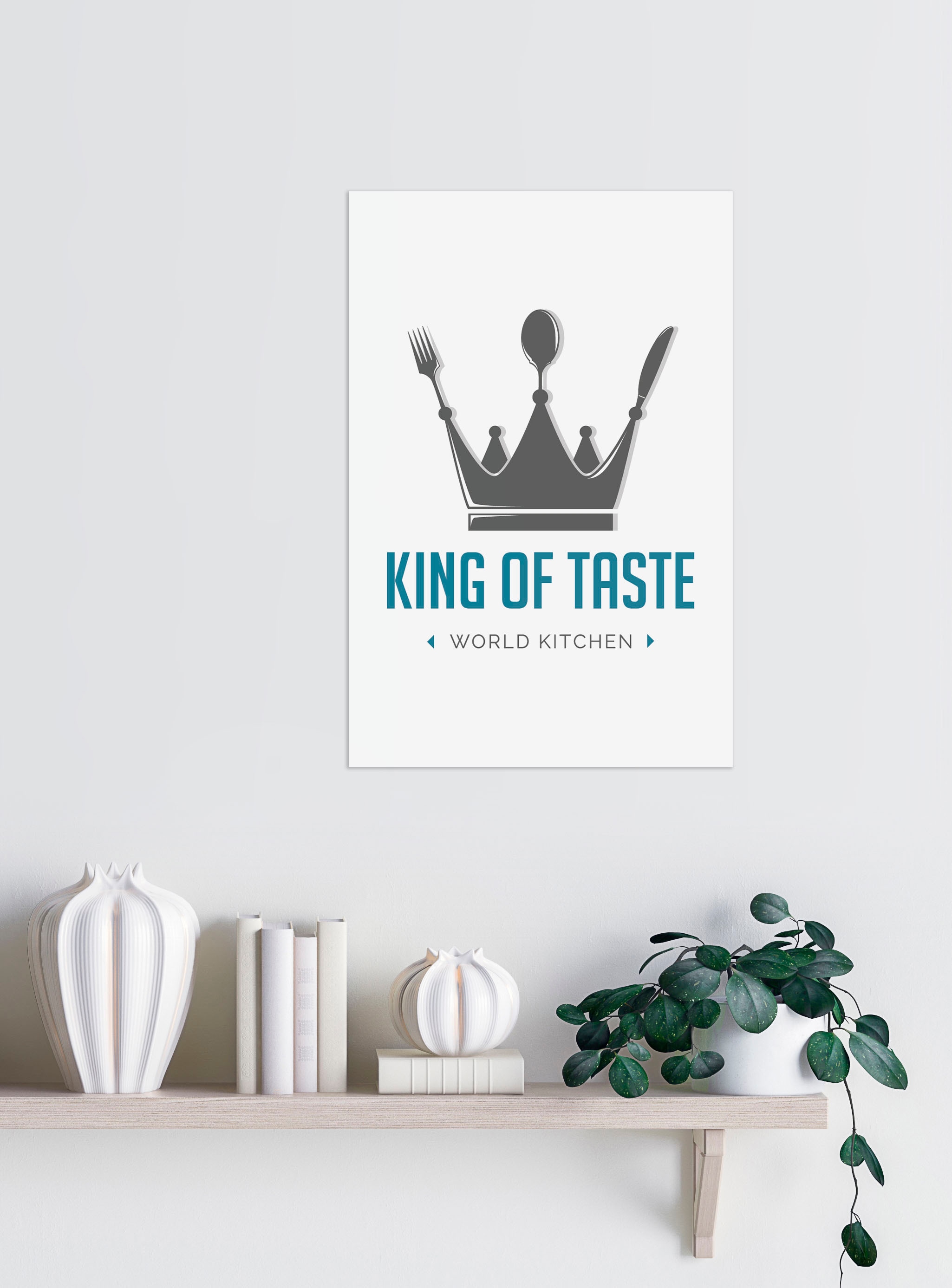 queence Wanddekoobjekt »KING OF TASTE« Stahlschild, Blechschild, Spruch, Witzig, Wanddeko, retro, 20x30cm