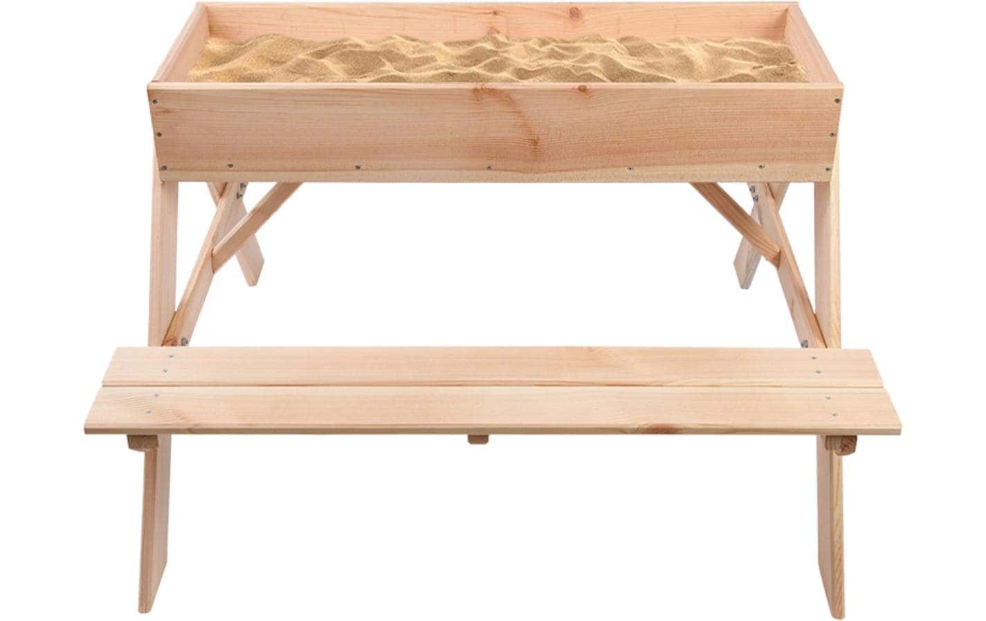 esschert design Bac à sable »Picknicktisch mit Sandkasten Holz 93 x 88 x 60 cm«