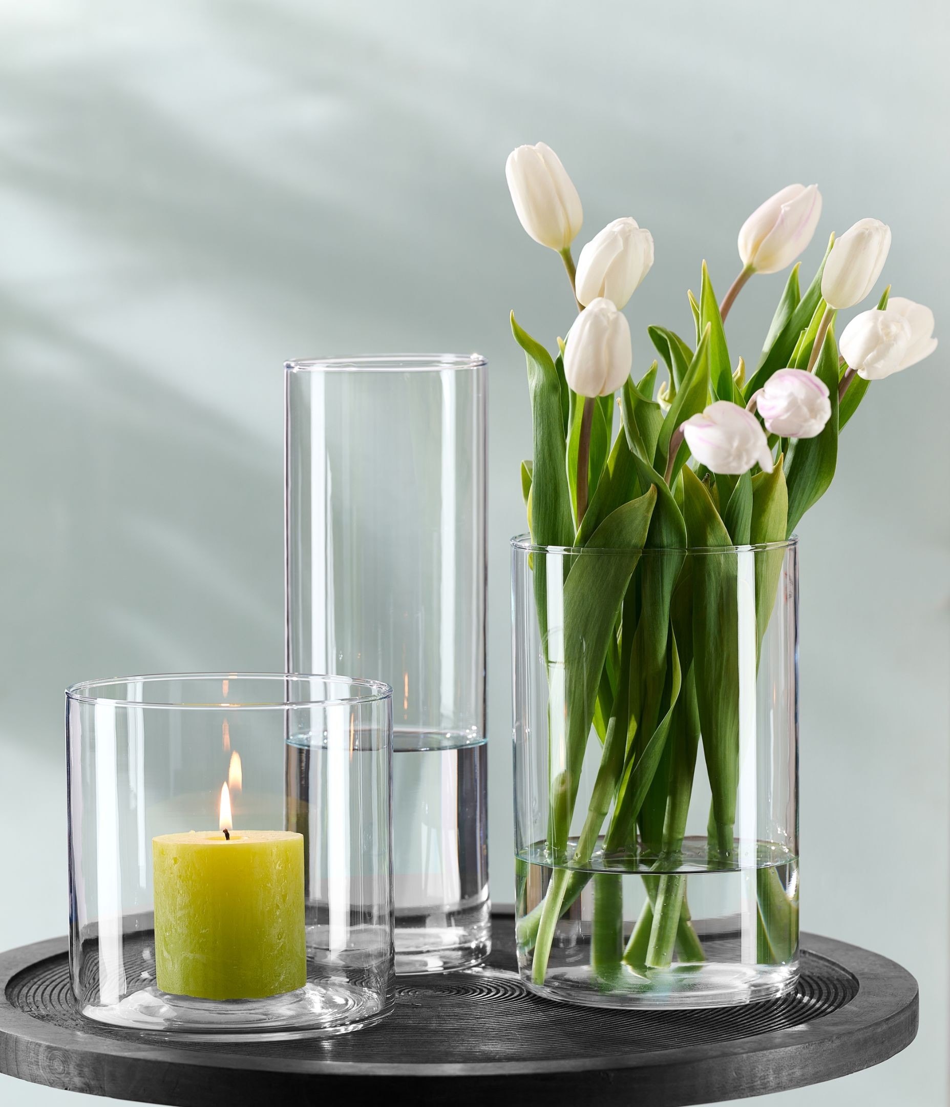 Ritzenhoff & Breker Vase de table »Klares Glasvasen-Set Leonie, 3-teilig, sortiert« harmonische Arrangements, moderne Zylinderform, vielseitig einsetzbar