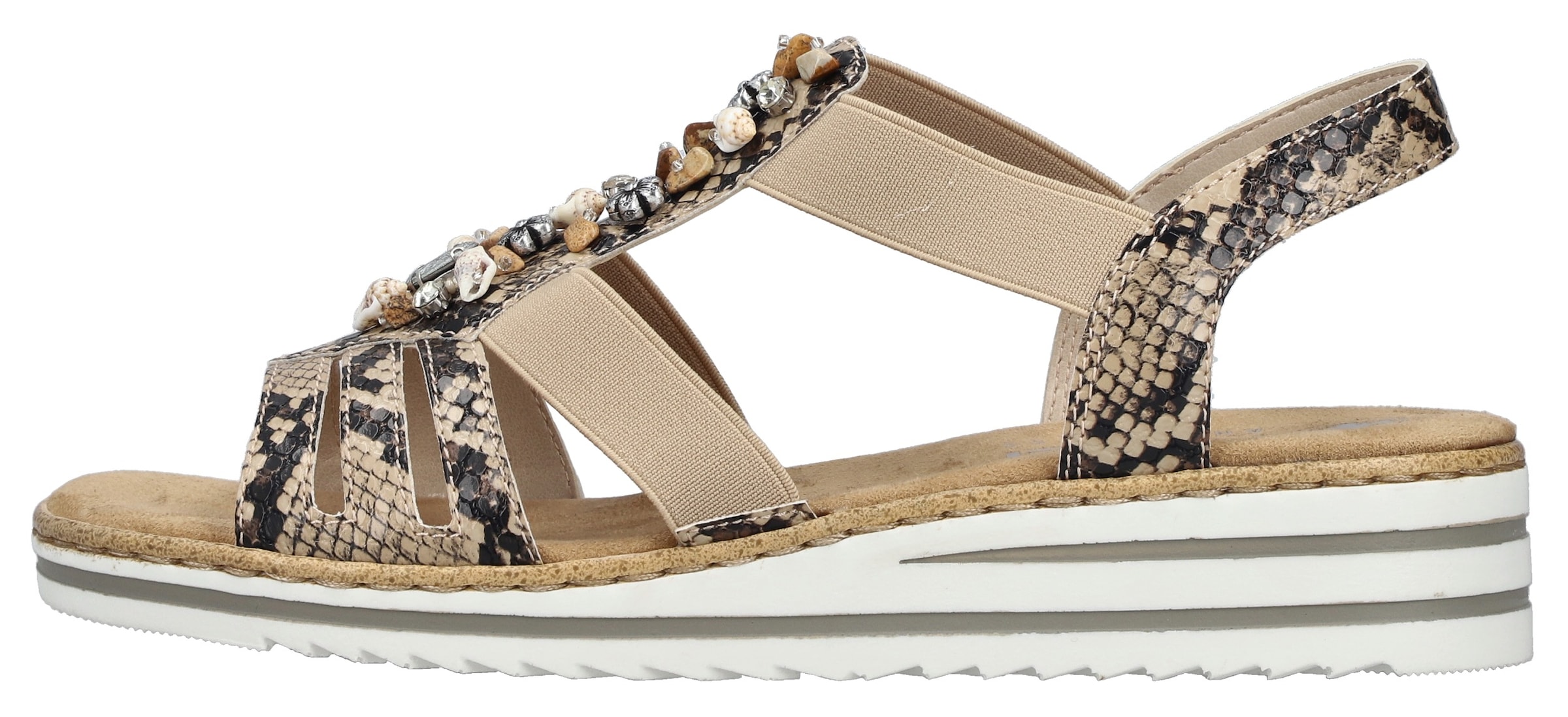 Rieker Sandale  chaussure d'été, sandale, talon compensé, avec décoration estivale