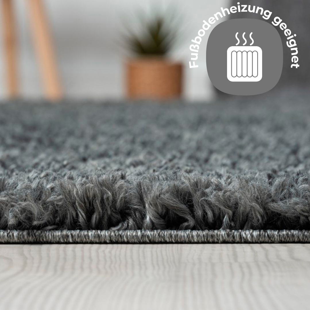 GOODproduct Hochflor-Teppich »Banji« rund 37 mm Höhe Uni Farben, weich und flauschig, auch als rechteckig erhältlich