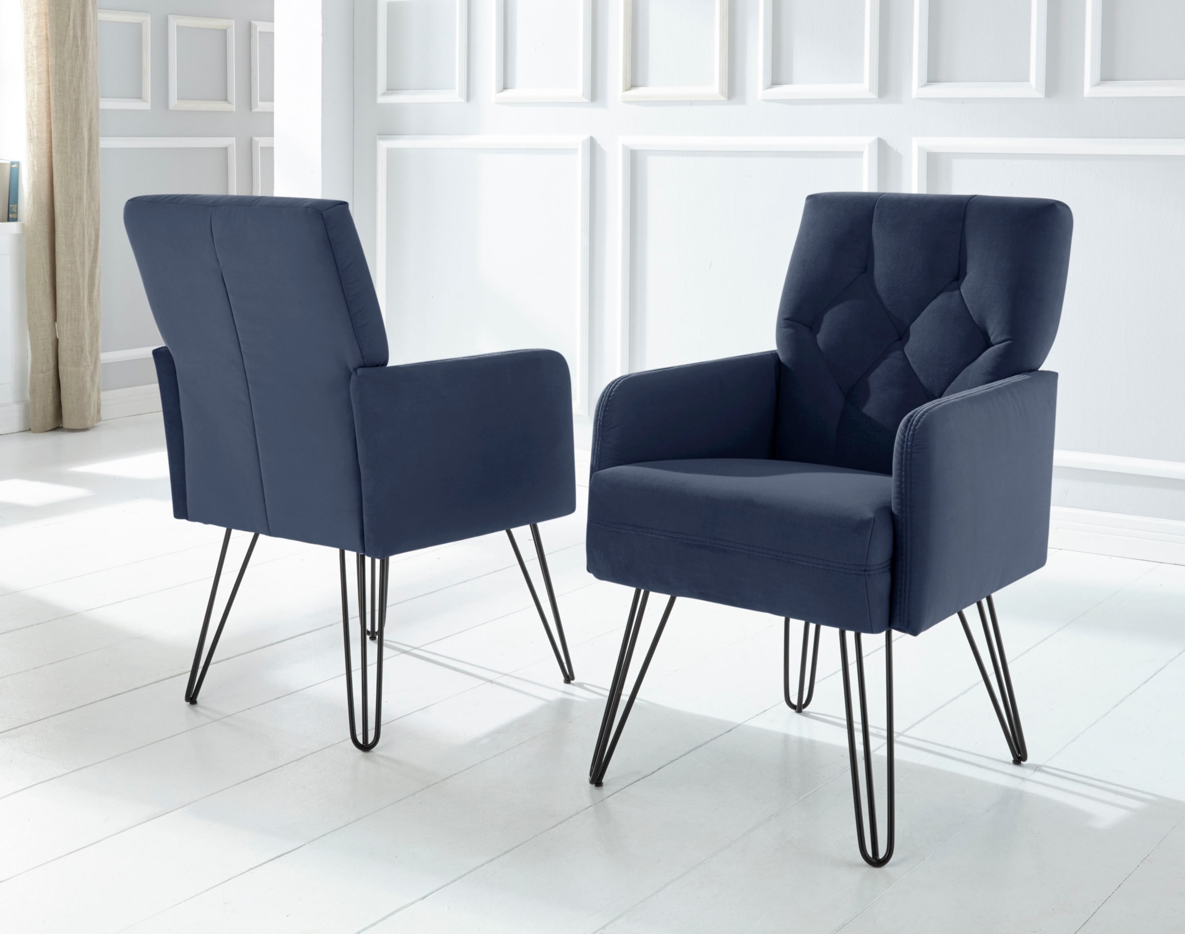 exxpo - sofa fashion Sessel »Doppio, Loungesessel mit Designuntergestell, bequem und elegant« aufwendige Rückenverarbeitung, Breite 61 cm