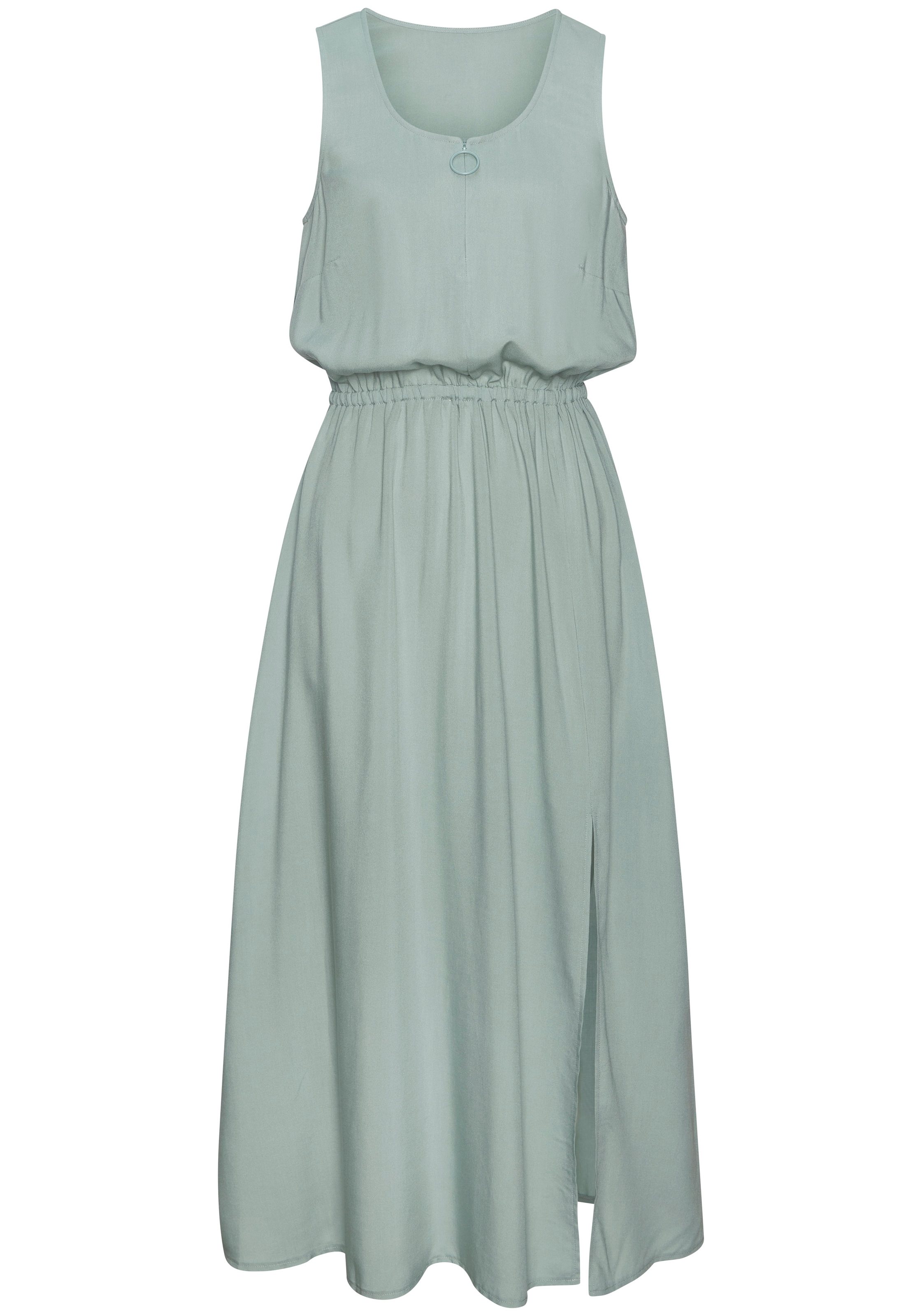 LASCANA Midikleid »mit Reissverschluss am Ausschnitt aus Webware« leichtes Sommerkleid, Strandkleid, Viskosekleid