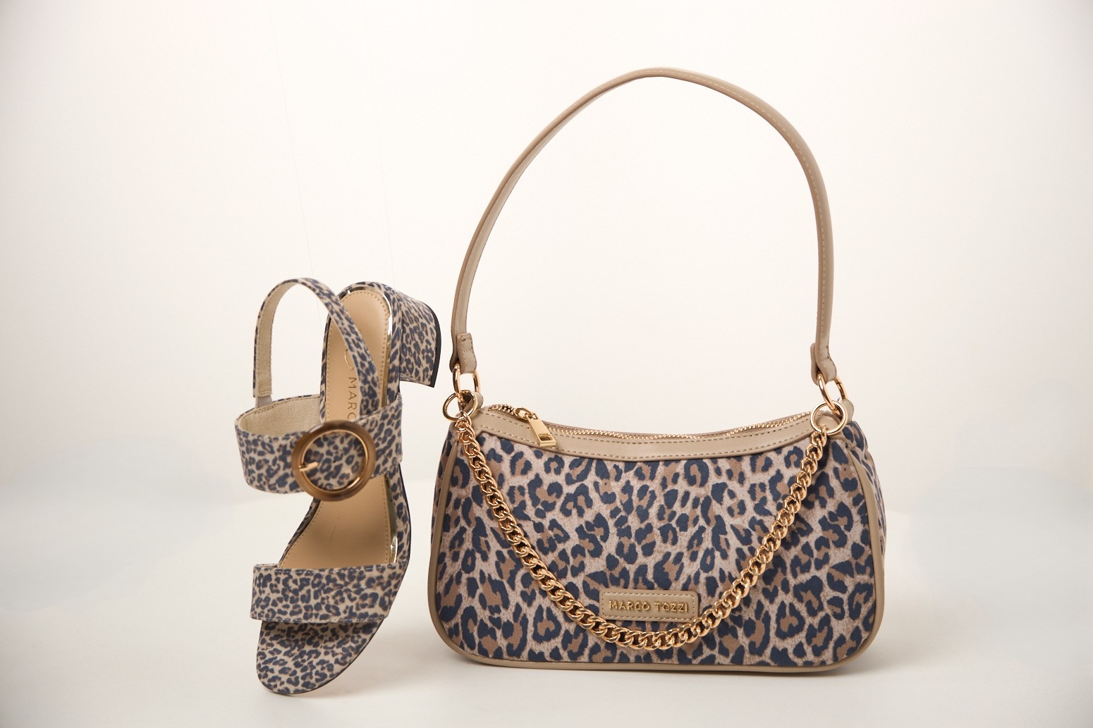 MARCO TOZZI Sandales  , talon bloc, sandale à brides, chaussure de fête avec grande boucle décorative