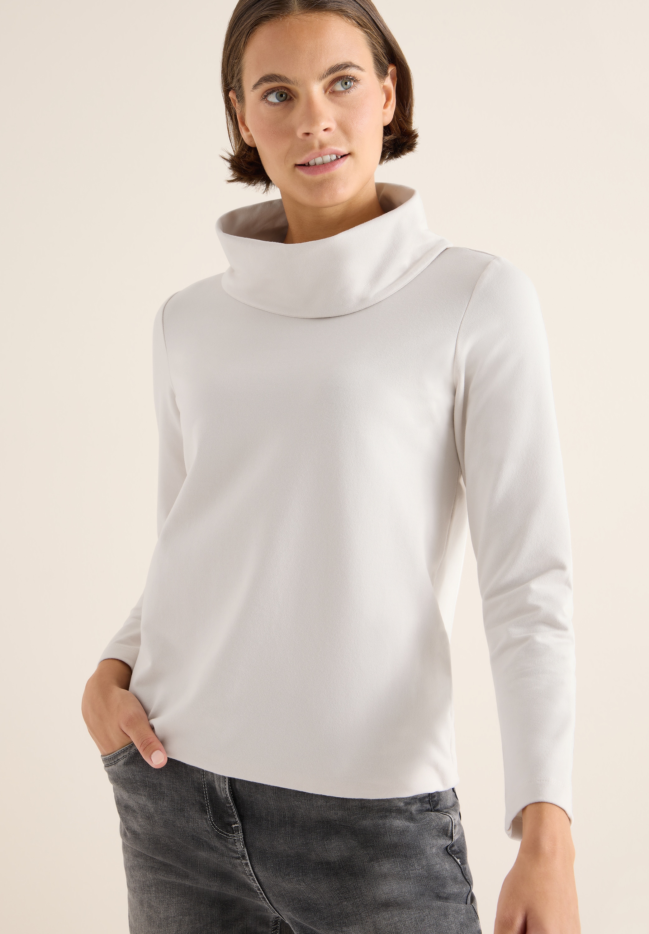 Cecil T-shirt à manches 3/4 mit grossem Kragen