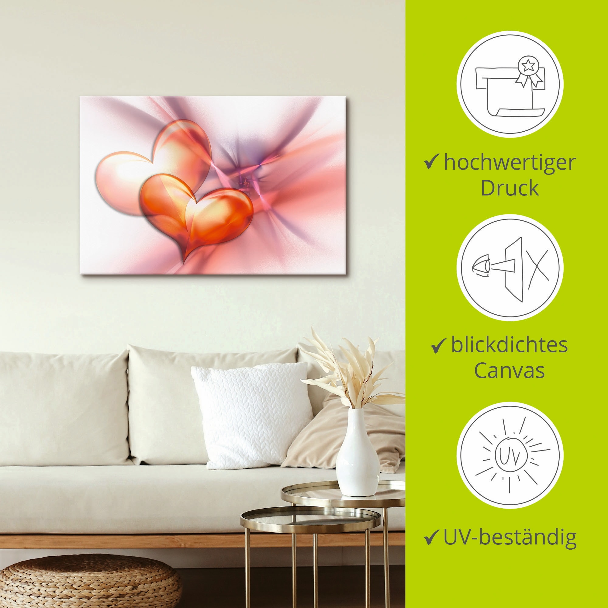 Artland Wandbild »Das höchste Glück« Herzen 1 Stk. tlg. als Alubild, Outdoorbild, Leinwandbild, Poster, Wandaufkleber