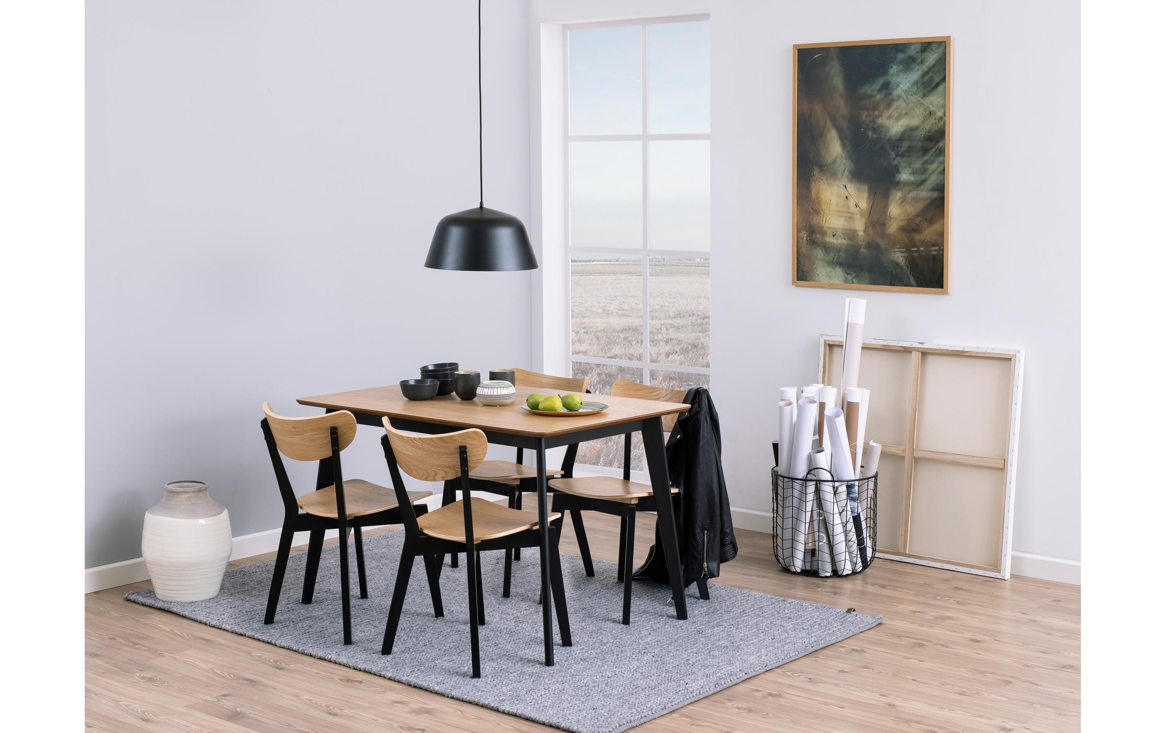 AC Design Table de salle à manger »Roxby 120 x 80 x 76 cm, Nature/Schwarz«