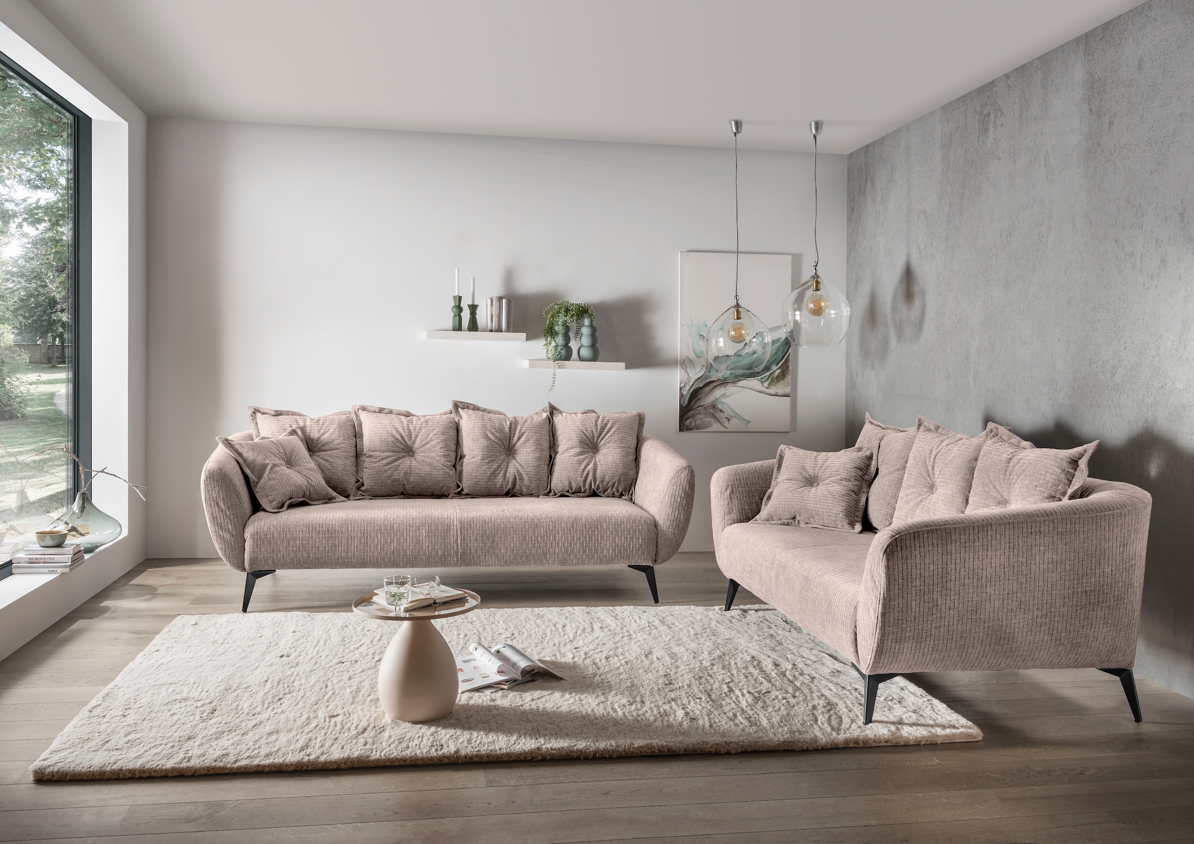 Home affaire 3-places »Baggio Breite 236 cm, modernes Sofa, hoher Fuss, bequem« schwarze Metallfüsse