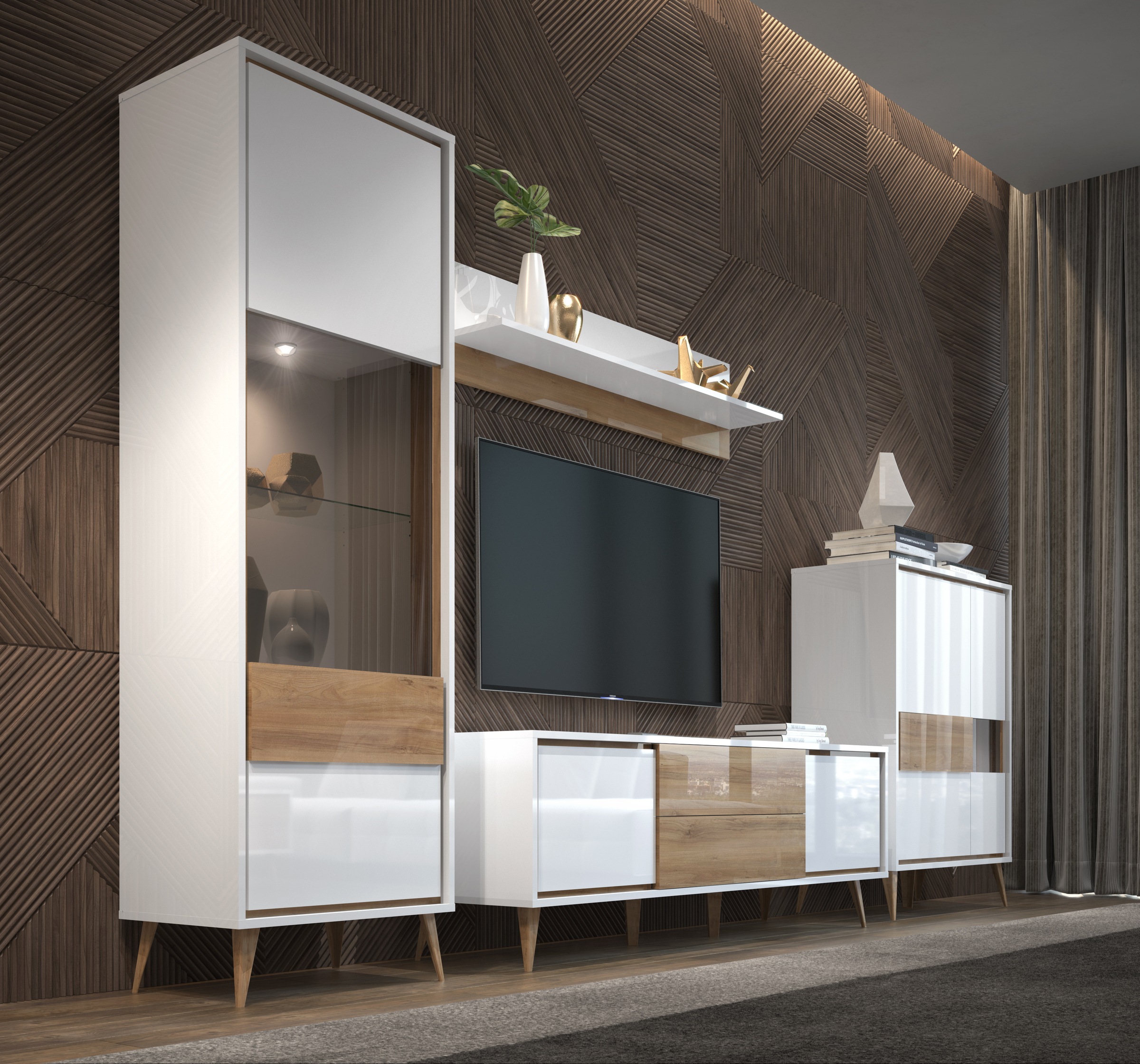 GOODproduct Vitrine »Vida« (H/B/T): 195/64/40cm,  UV lackiert, hochglänzend, Soft-Close und Push-to-open Funktion
