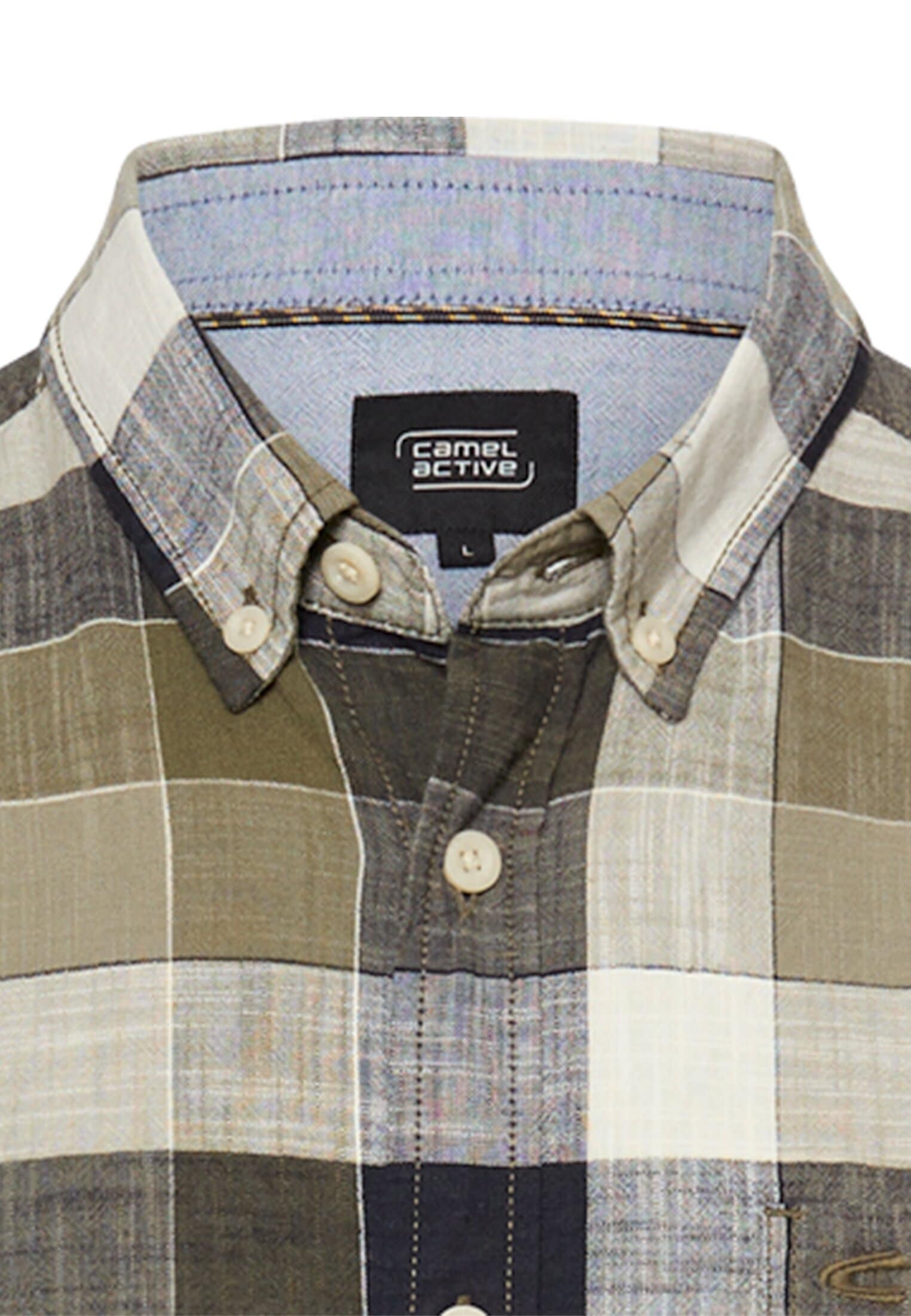 camel active Chemise à carreaux manches courtes, col boutonné