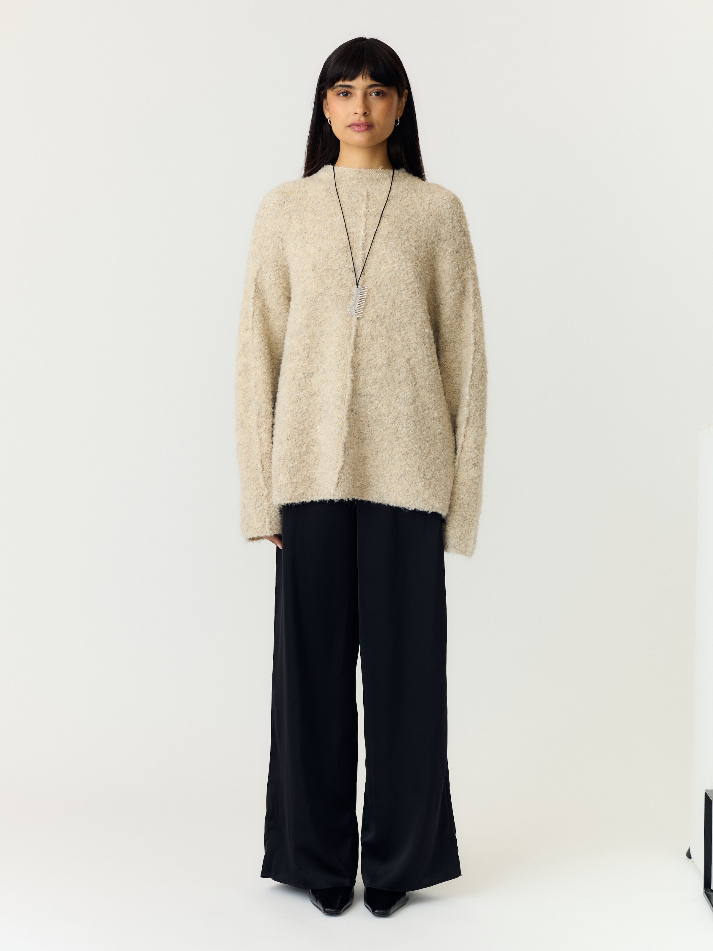 Y.A.S Pull à col montant »YASPLIRA LS HIGH NECK PULLOVER NOOS« Materialmix mit Wolle
