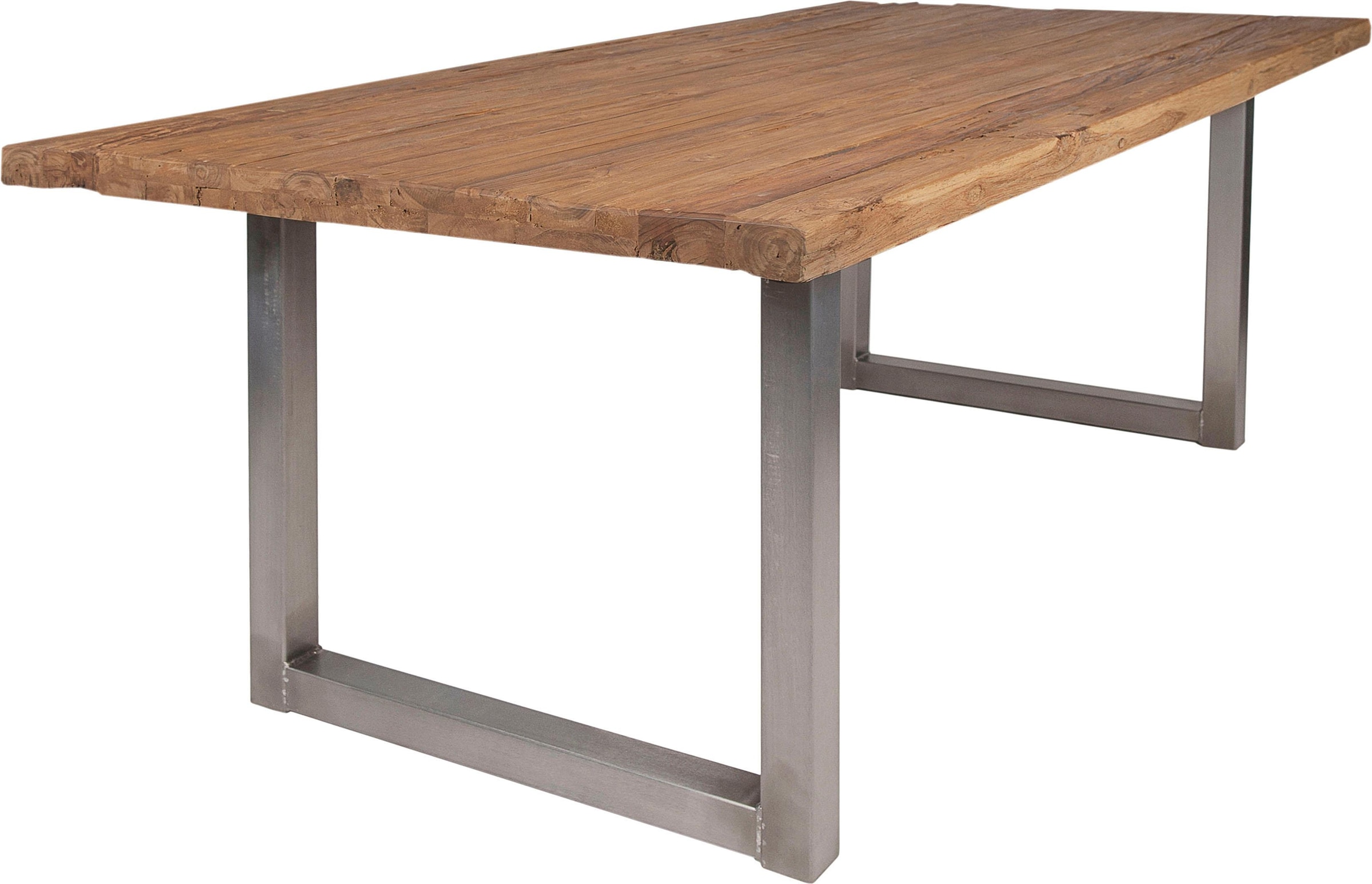 SIT Esstisch »Osaka aus recyceltem Teakholz mit Kufengestell im Rustik-Look« Aufgedoppelte Tischplatte aus Teak mit stabilem Kufengestell aus Eisen