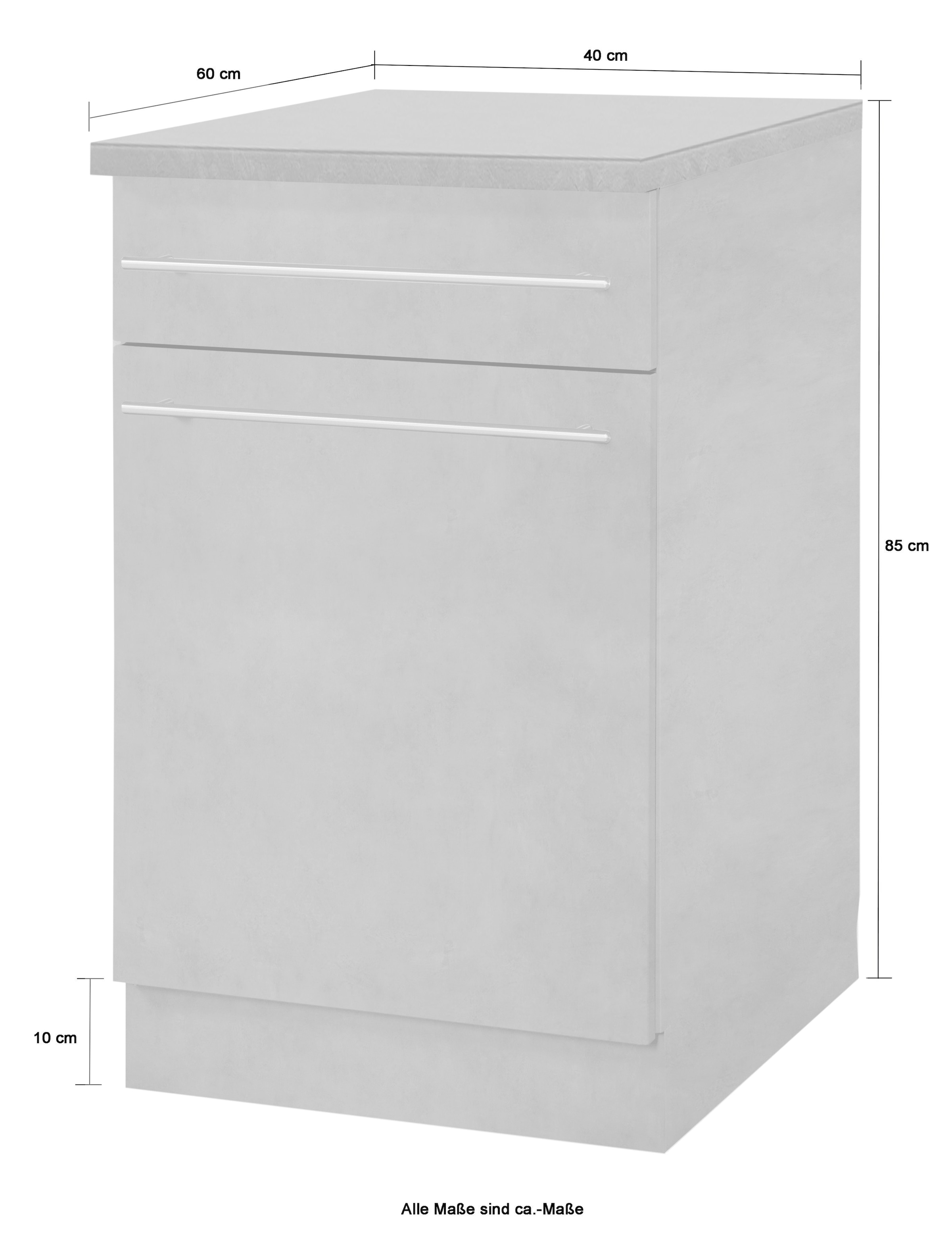 wiho Küchen Armoire basse »Chicago, TOPSELLER« 40 cm breit, 1 Schubkasten und 1 Tür