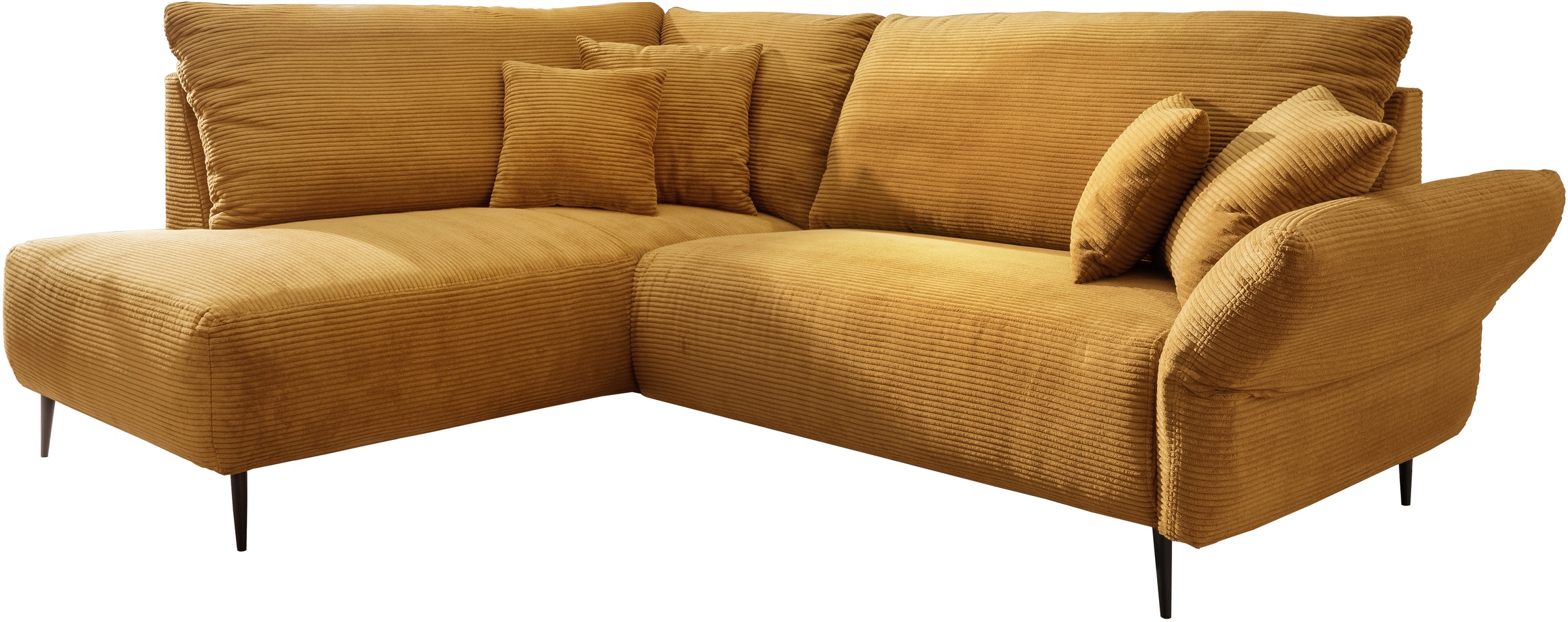 Home affaire Ecksofa »Lazio modern und bequem, schmale Armlehnen, tolle Detailverarbeitung« zwei verschiedene Fussfarben wählbar