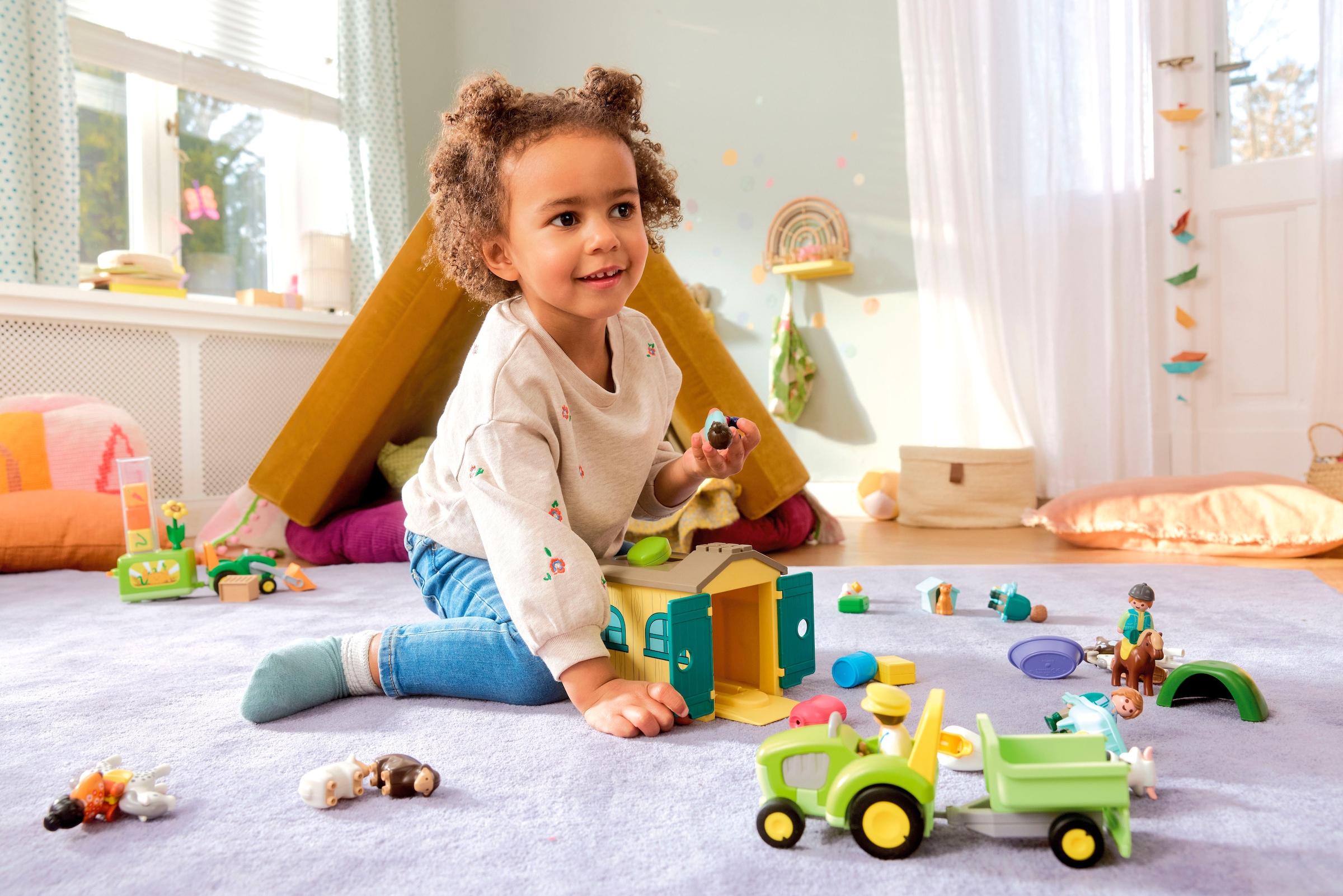 Playmobil® Jeu de construction »Bauernhof-Abenteuer mit Traktor, Anhänger u. tier. Freunden (71656)« JUNIOR, Made in Europe