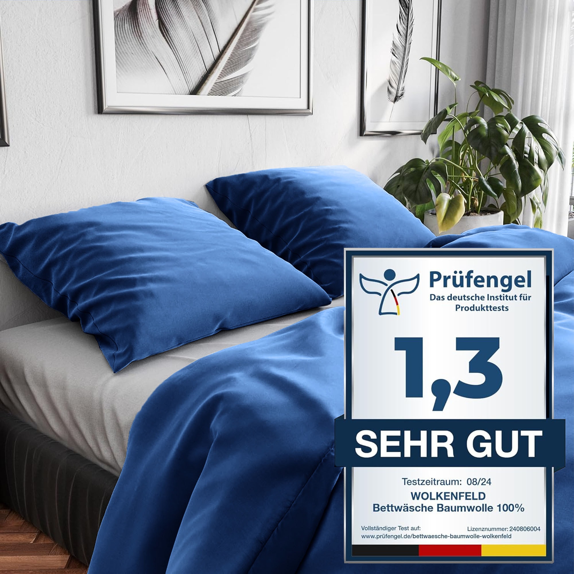 Wolkenfeld Linge de lit »Renforcé Bettwäsche Baumwolle - Natürlich weiches Schlafgefühl« 2 pièces 135x200 cm, 155x220 & Übergrössen I inkl. Kissenbezüge 80x80 I uni