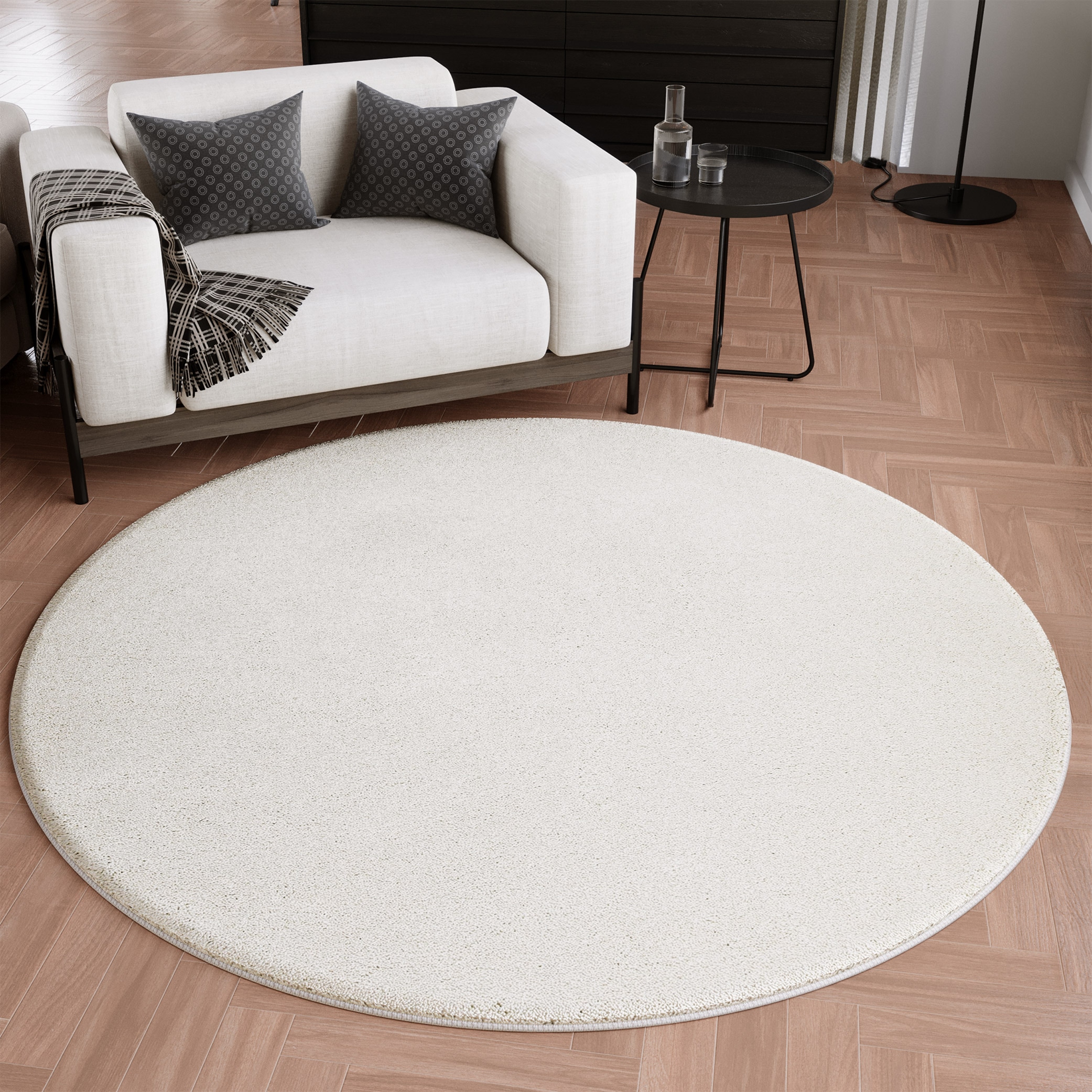 Wecon home Tapis »Wogh« Rond 25 mm Höhe Kurzflor, maschinell gewebt, robust, Wohn- & Schlafzimmer, einfarbig